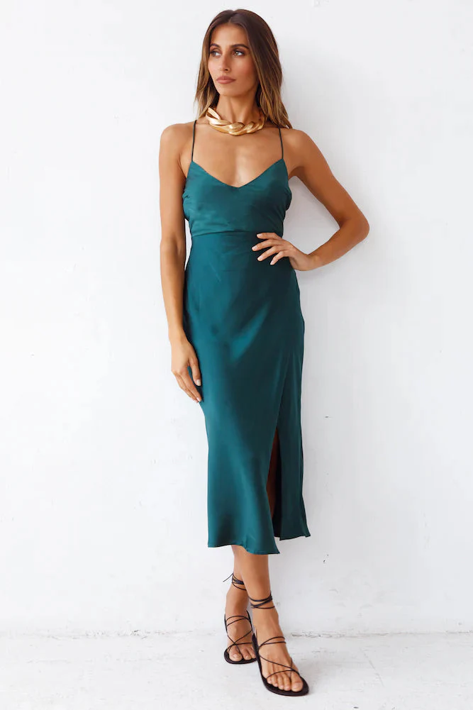 Autumn Valley Midi Dress Forest Green