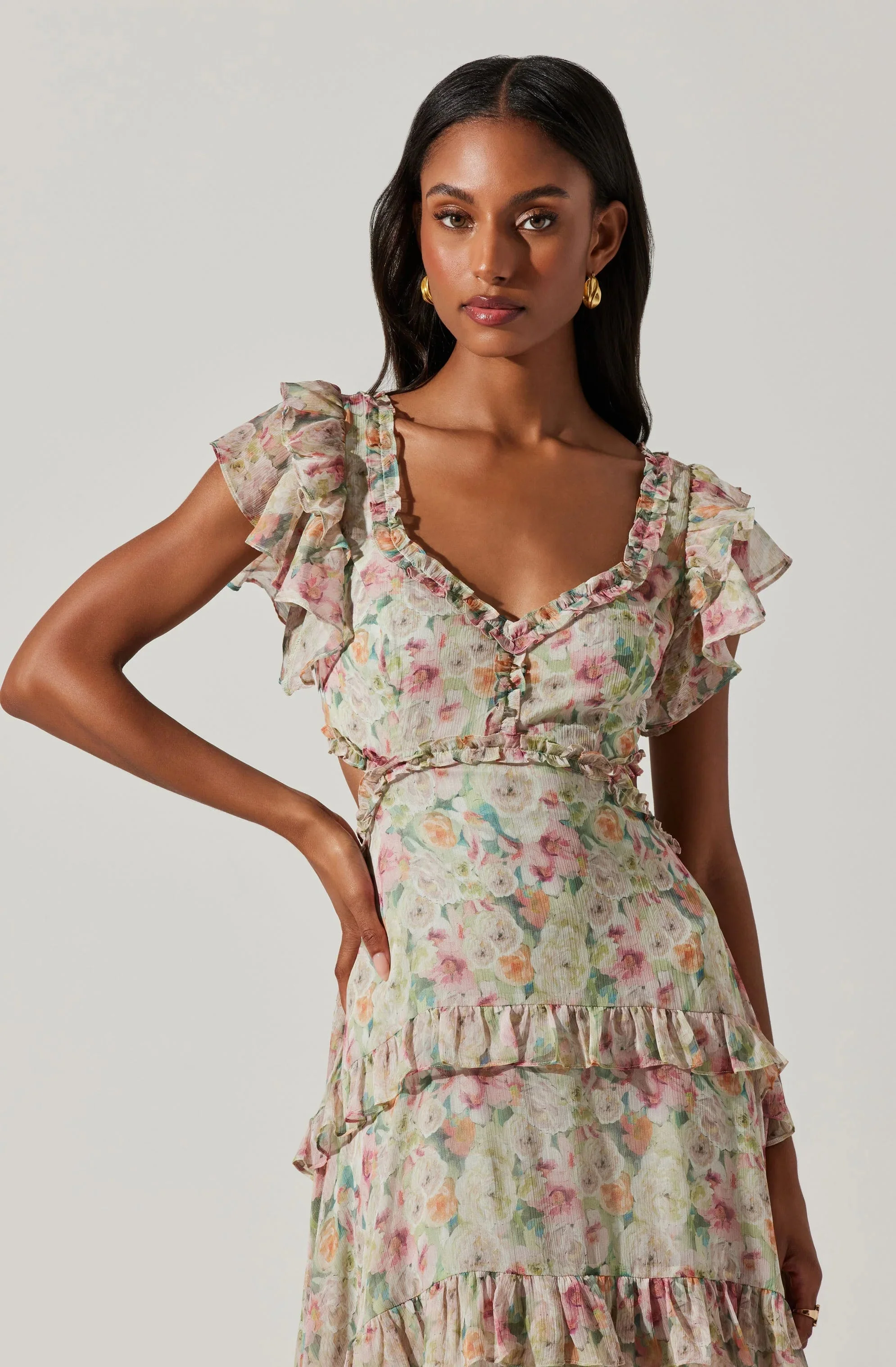 Mable Floral Tiered Ruffle Maxi Dress