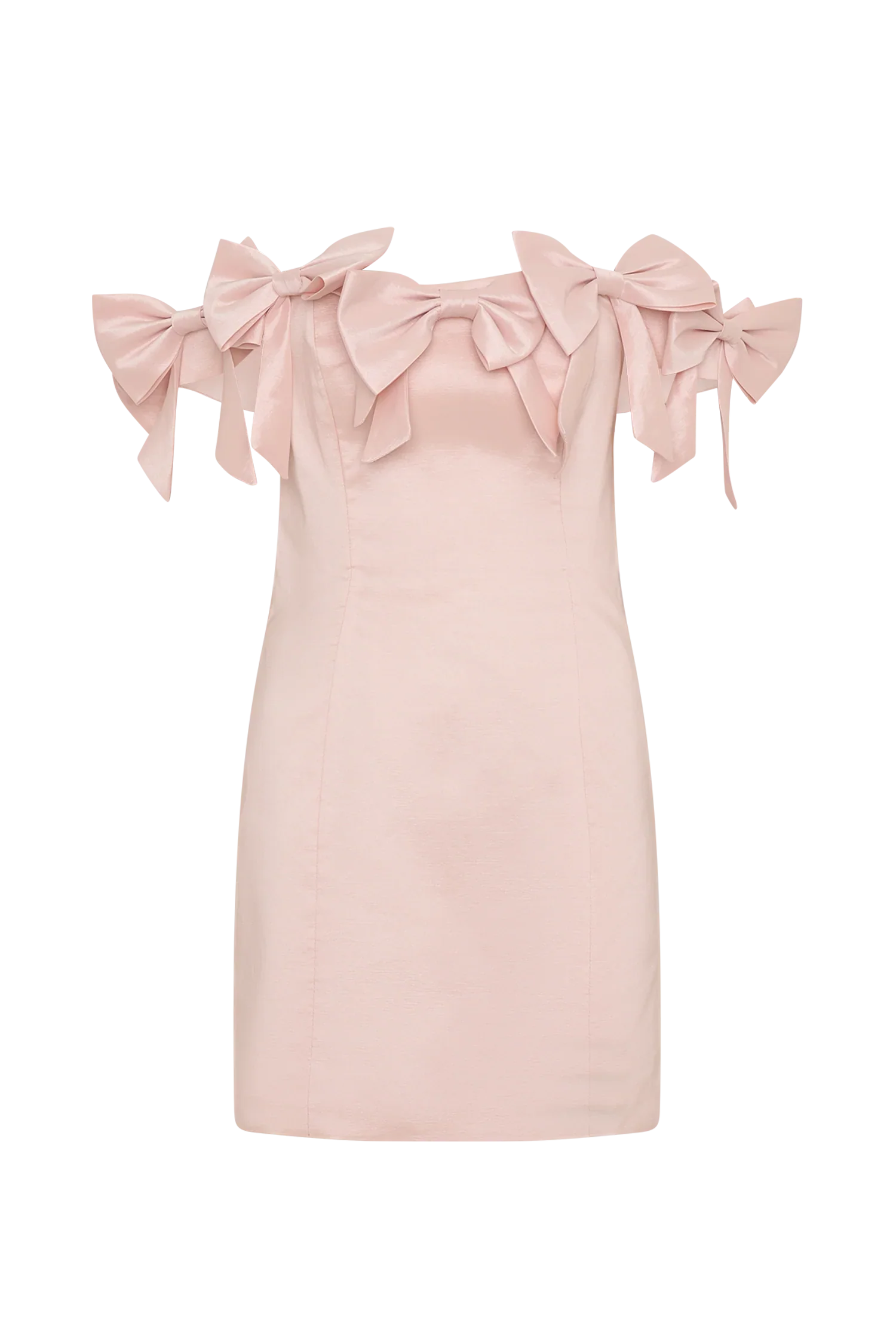 Rose Strapless Bow Mini Dress - Powder Pink
