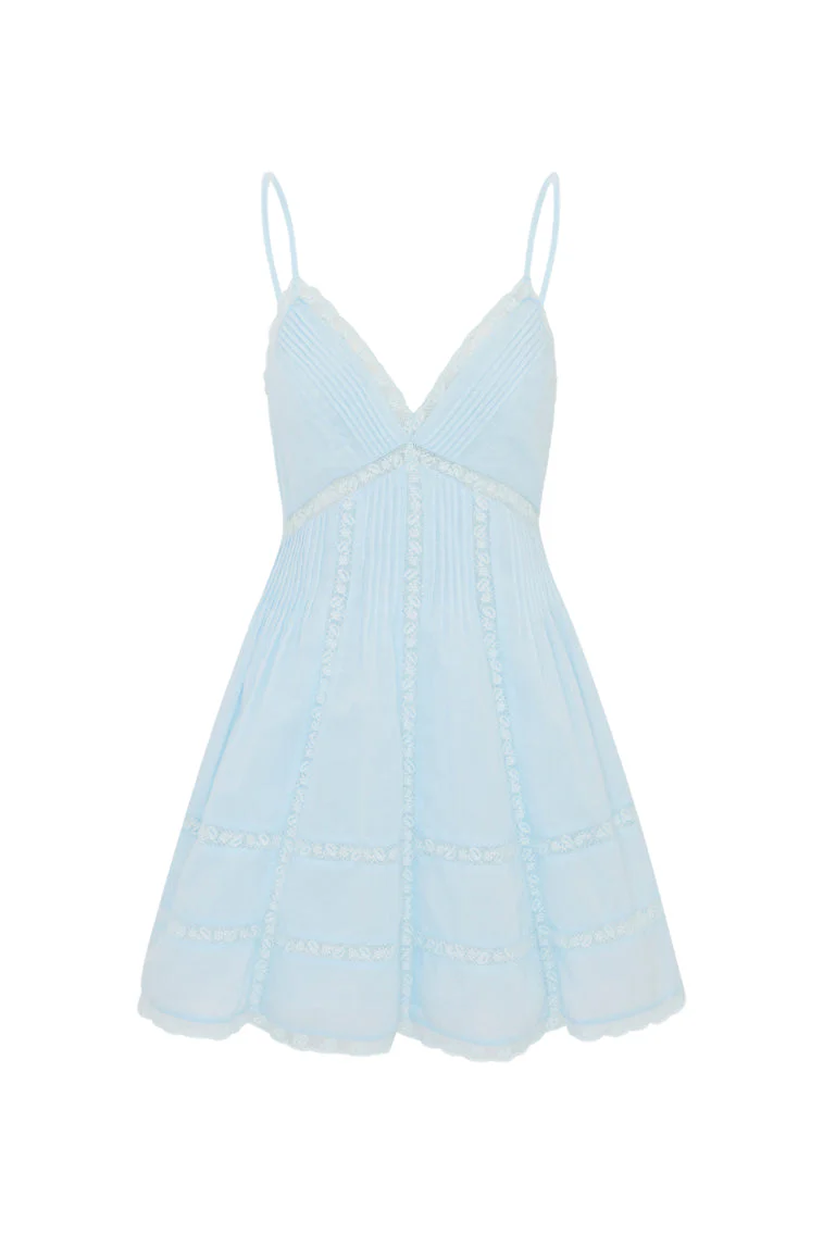 Docila Cotton Mini Dress - BLUE