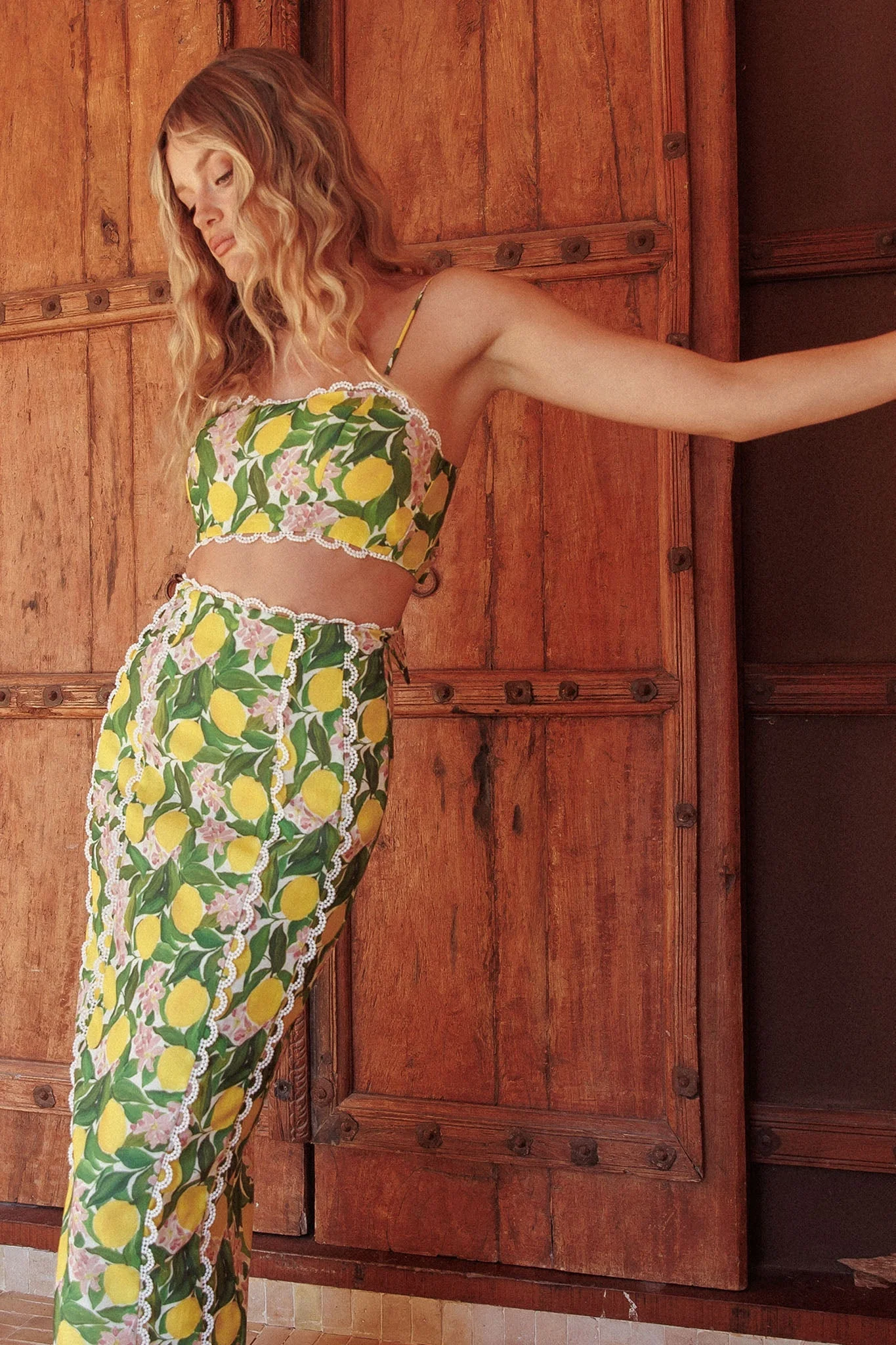 Chamberlain Scallop Trim Maxi Skirt Citrus Lemon