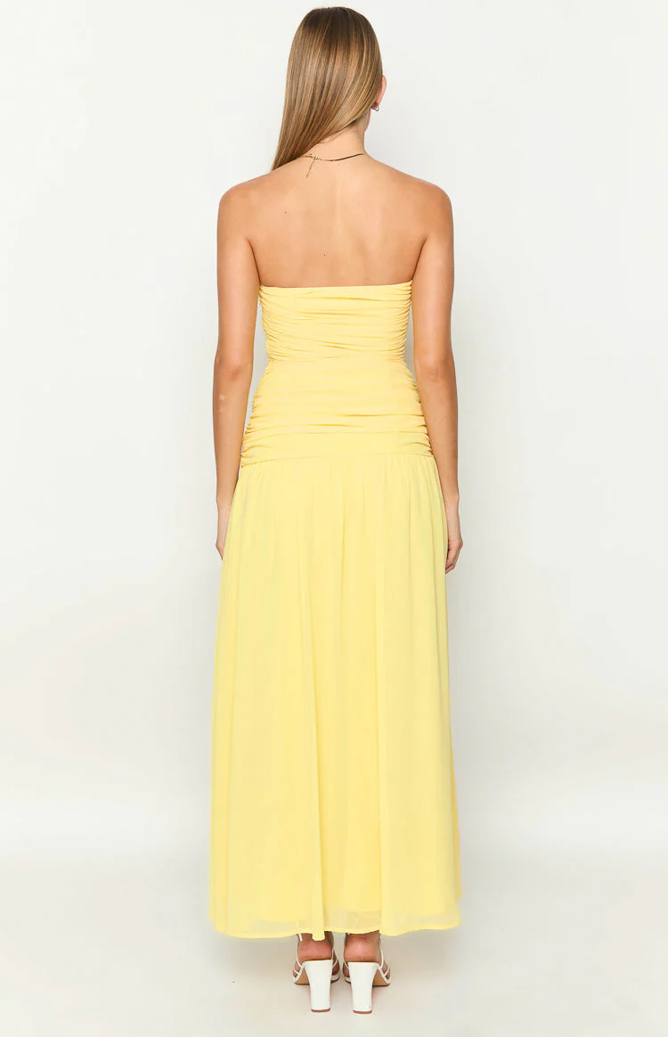 Sinclair Yellow Strapless Maxi Dress