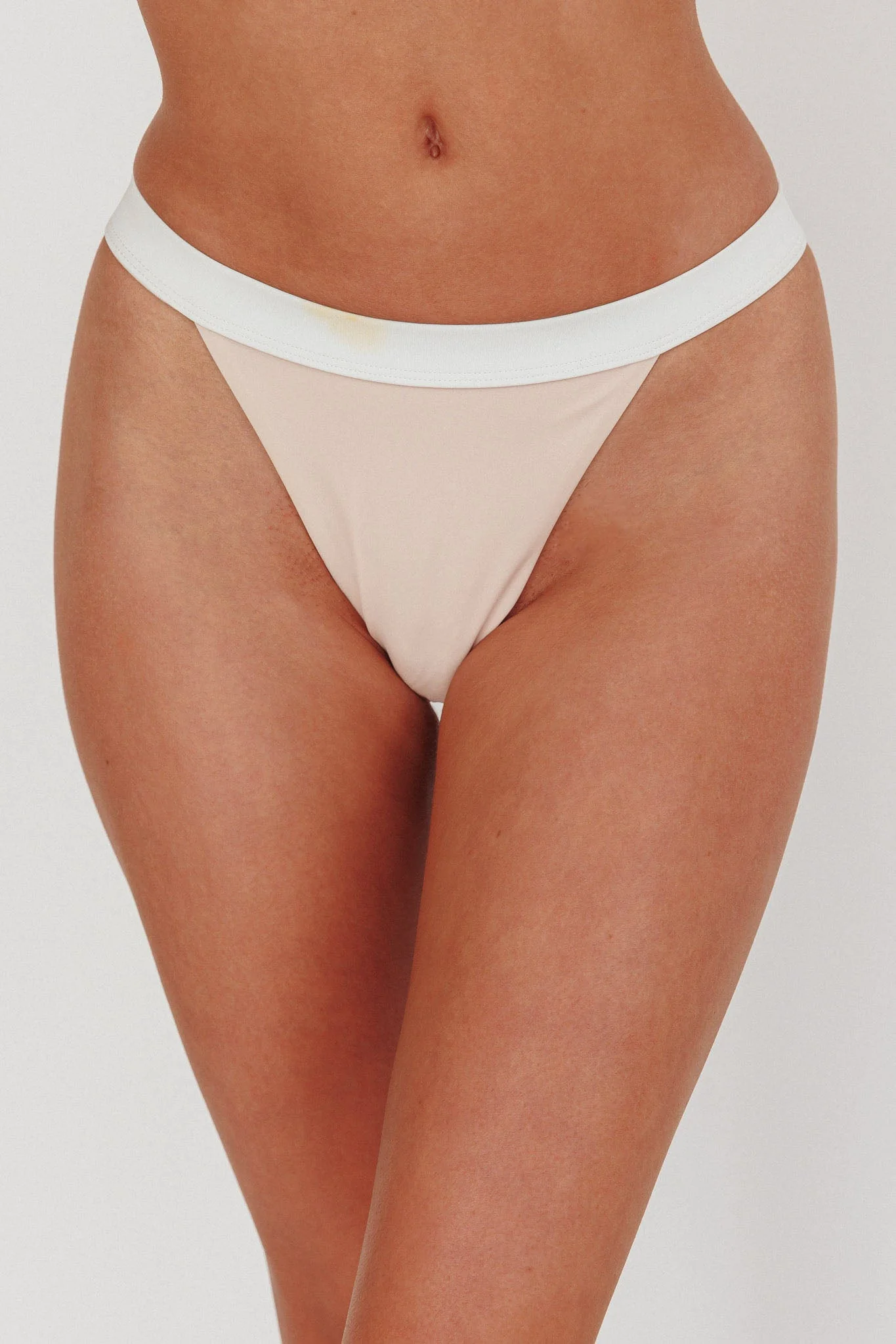 Saskia Contrast Waist Bikini Bottoms Blush/Off White