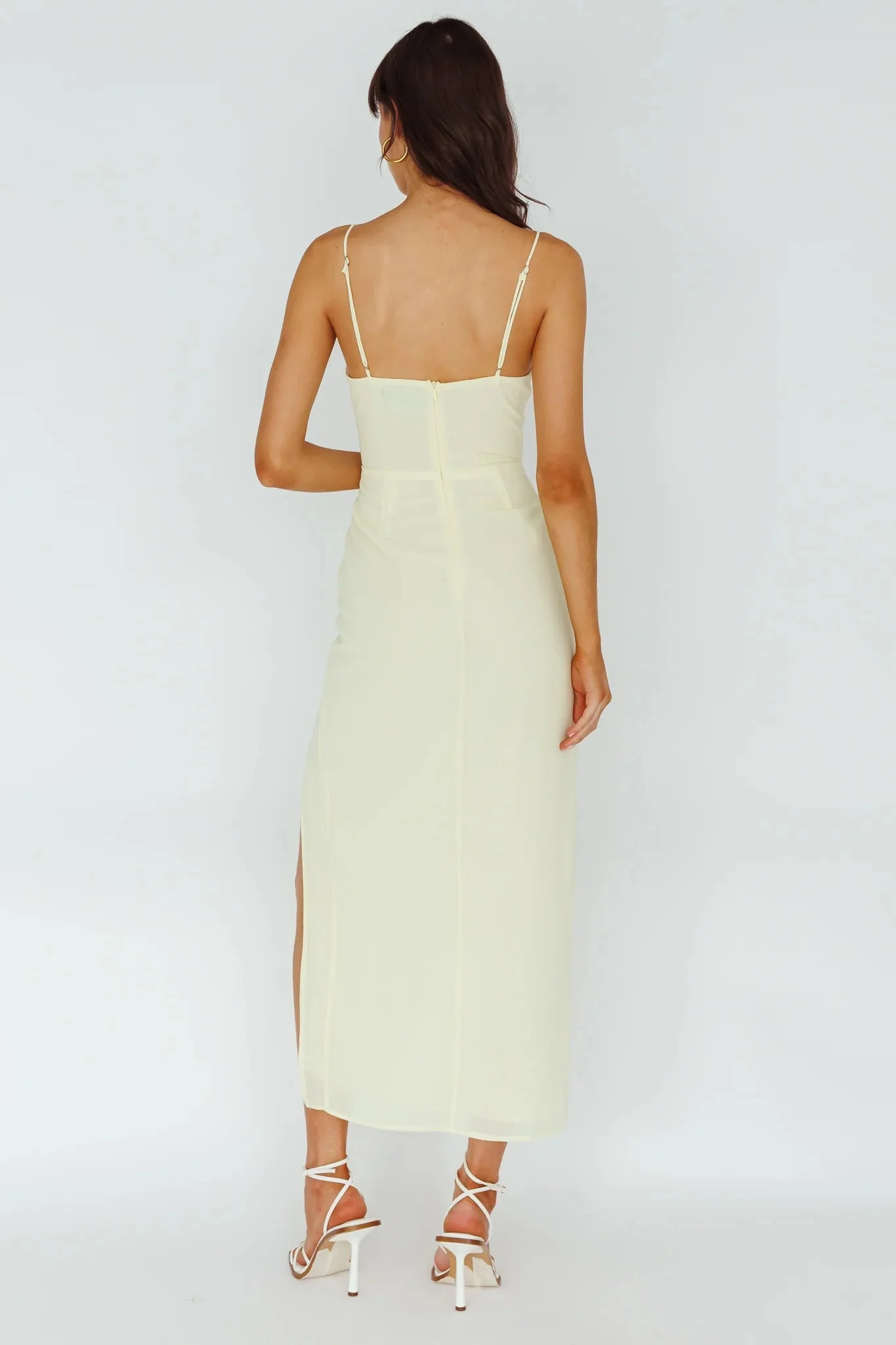 Ryanna Laced Bodice Split Midi Dress Yellow