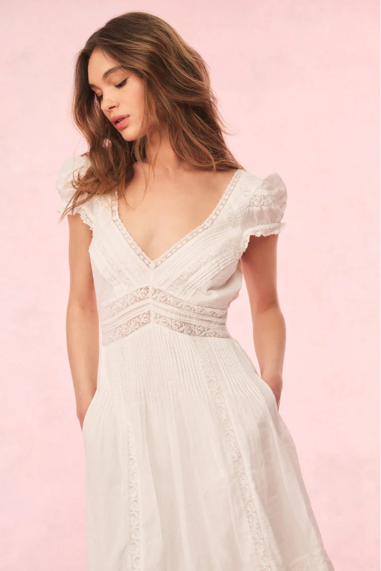 Suvi Cotton Midi Dress - WHITE