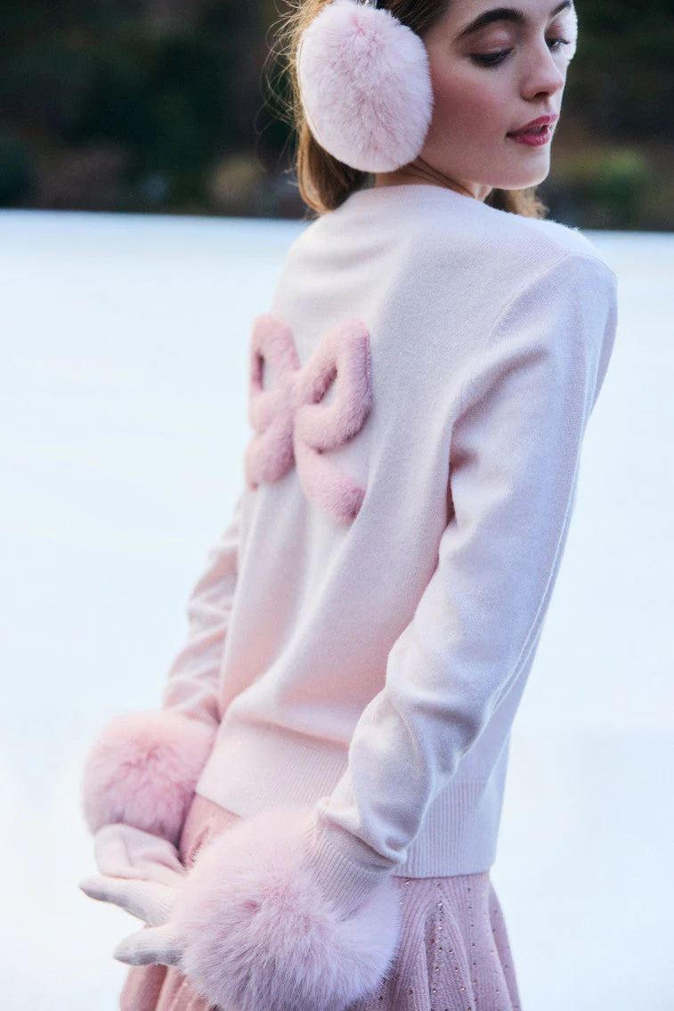 LoveShackFancy x MAX&MOI Piata Faux Fur Bow Sweater