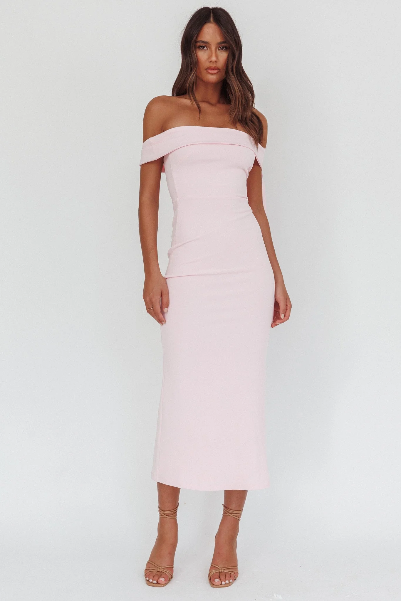 Aurora Sky Off-Shoulder Tie Maxi Dress Pink