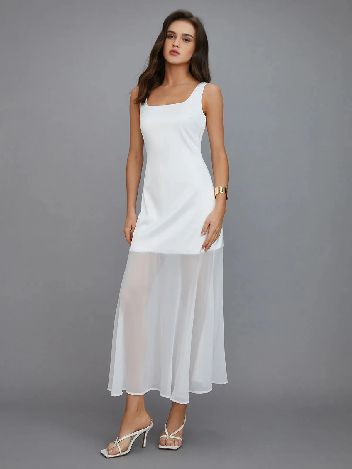 Sheer Overlay Long Dress