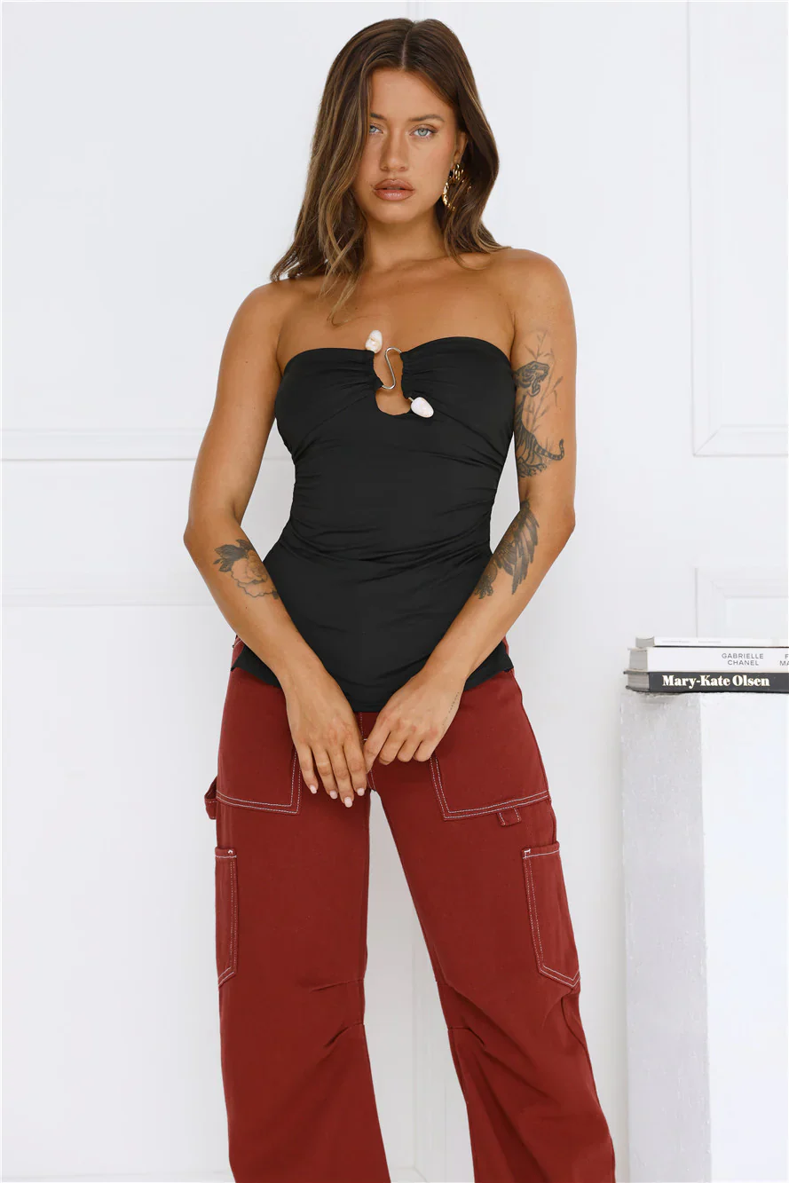 Island Heatwave Strapless Top Black