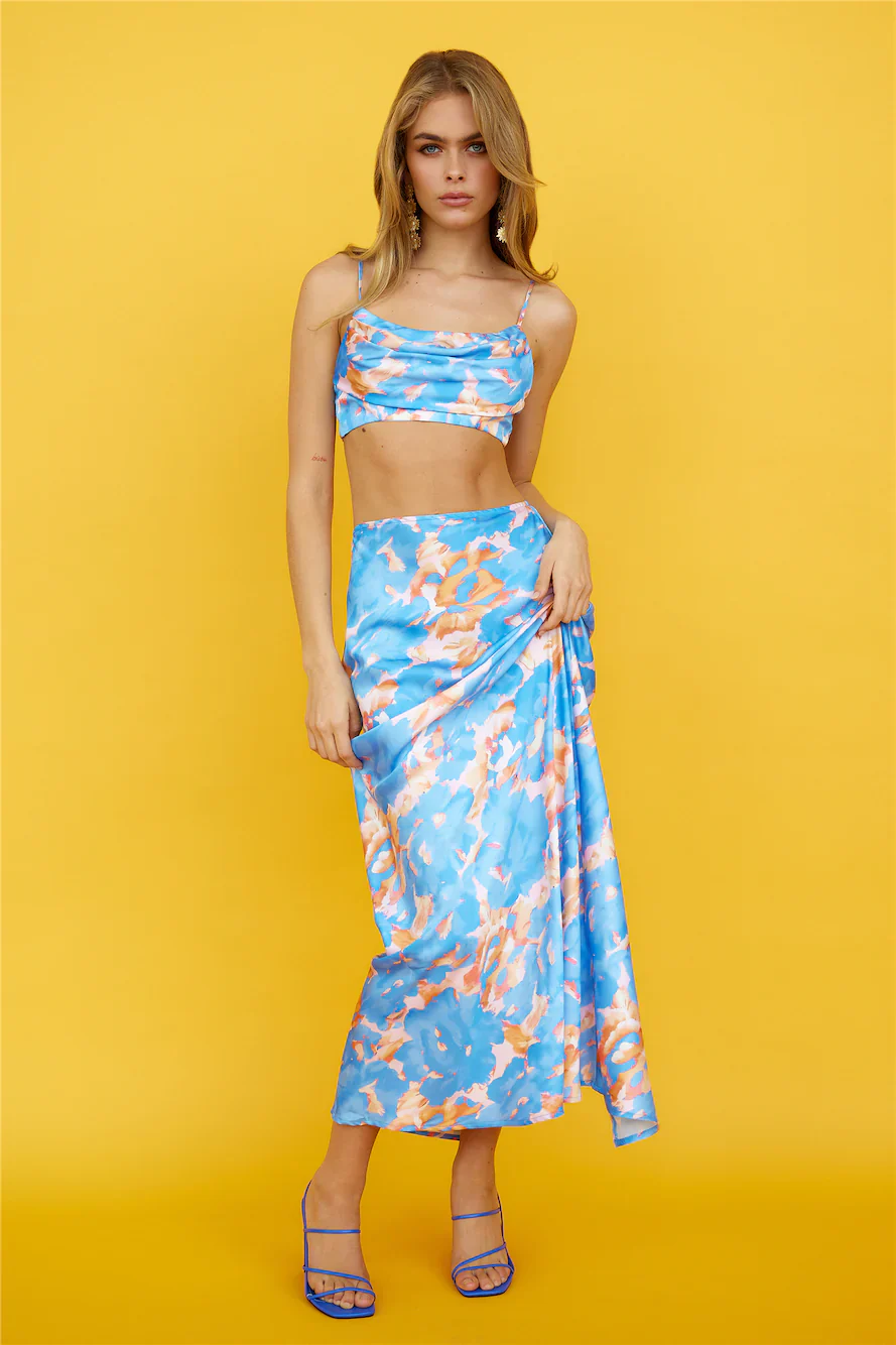 Hidden Behind Your Eyes Crop Top Blue