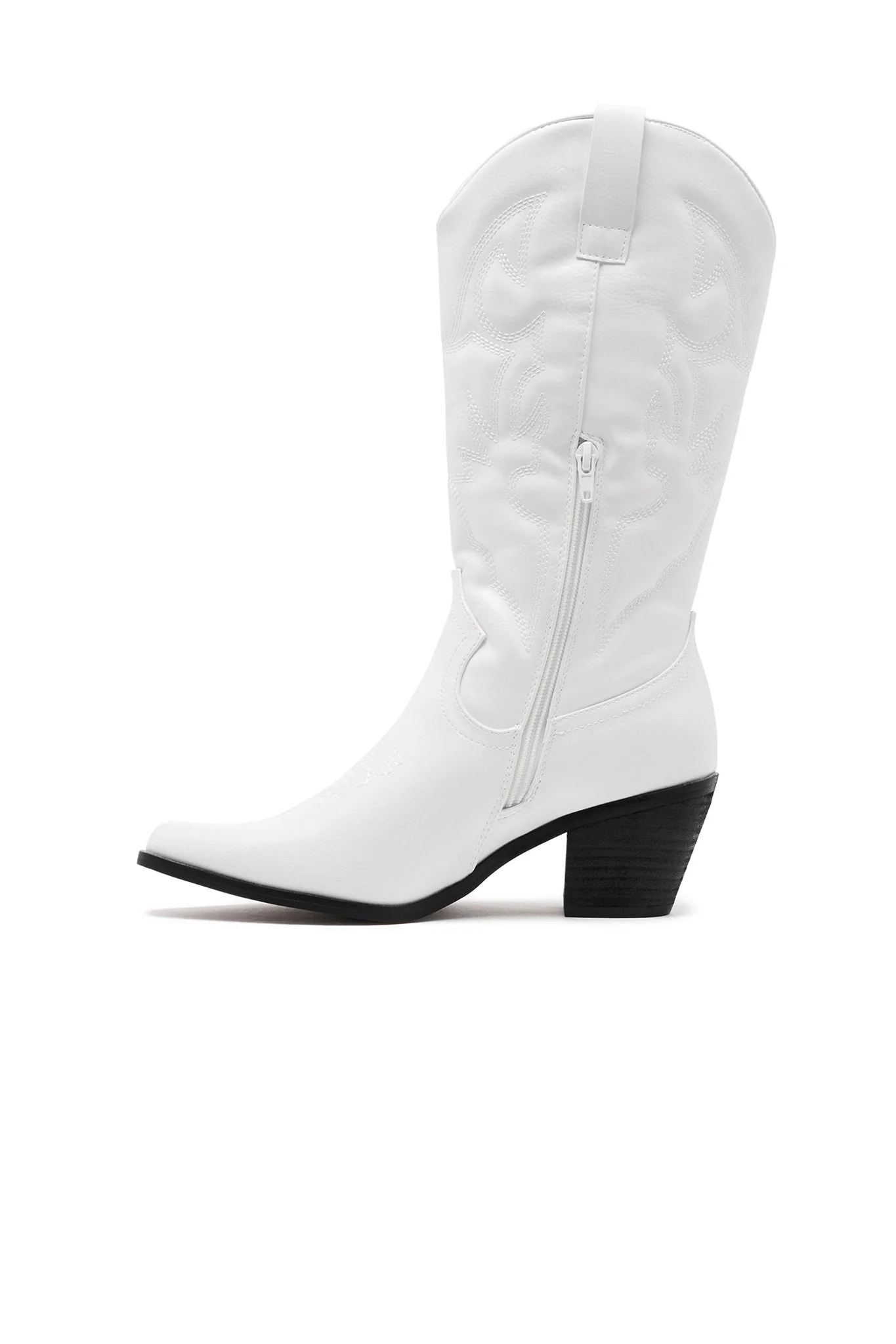 THERAPY Clayton Cowboy Boot White Faux Suede