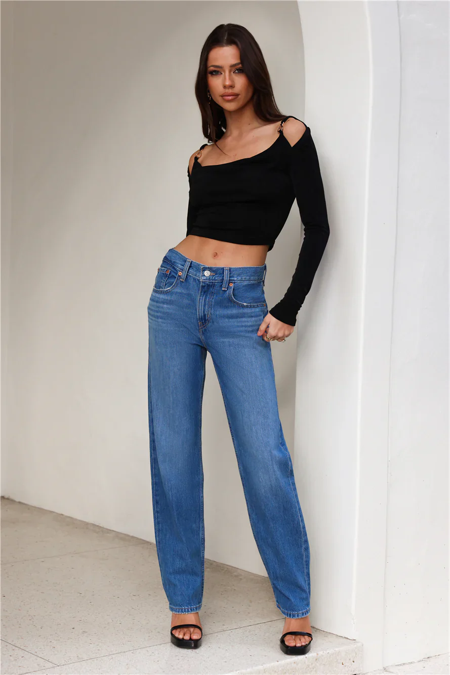 Influence Us Long Sleeve Crop Top Black