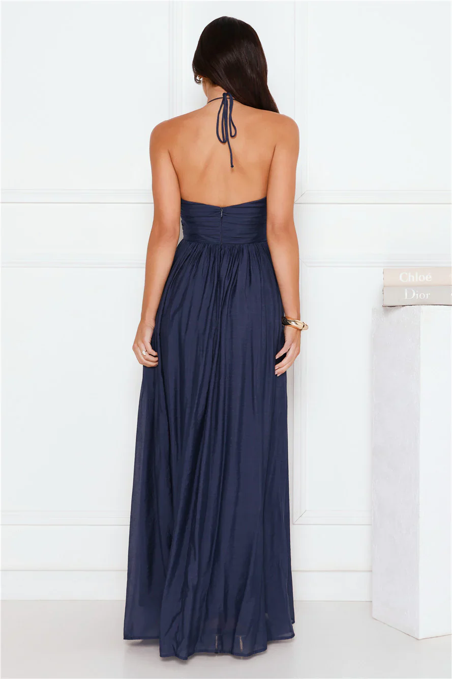 Hibiscus Hues Halter Maxi Dress Ink