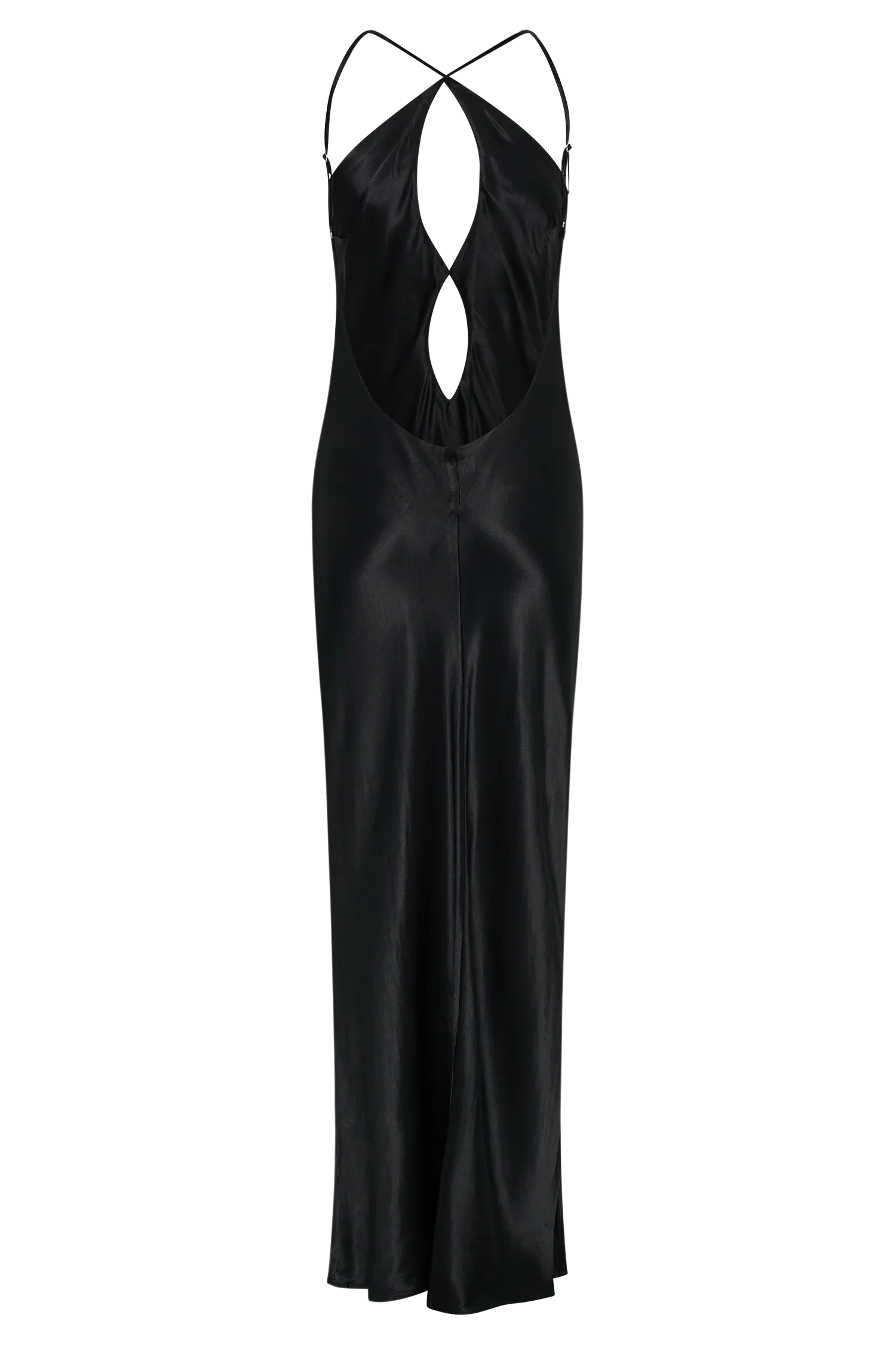 Lucia Satin Cut Out Maxi Dress - Black