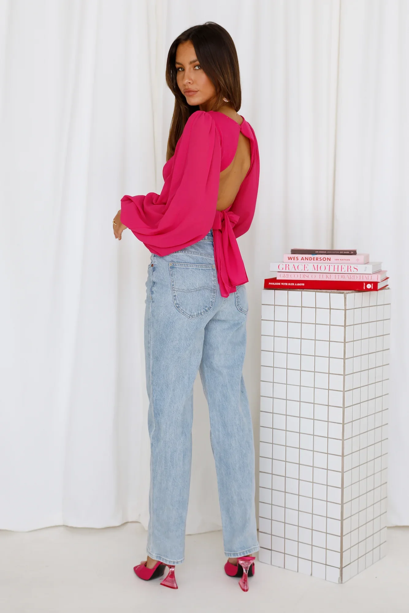 High Straight Leg Denim Jeans Frost Blue