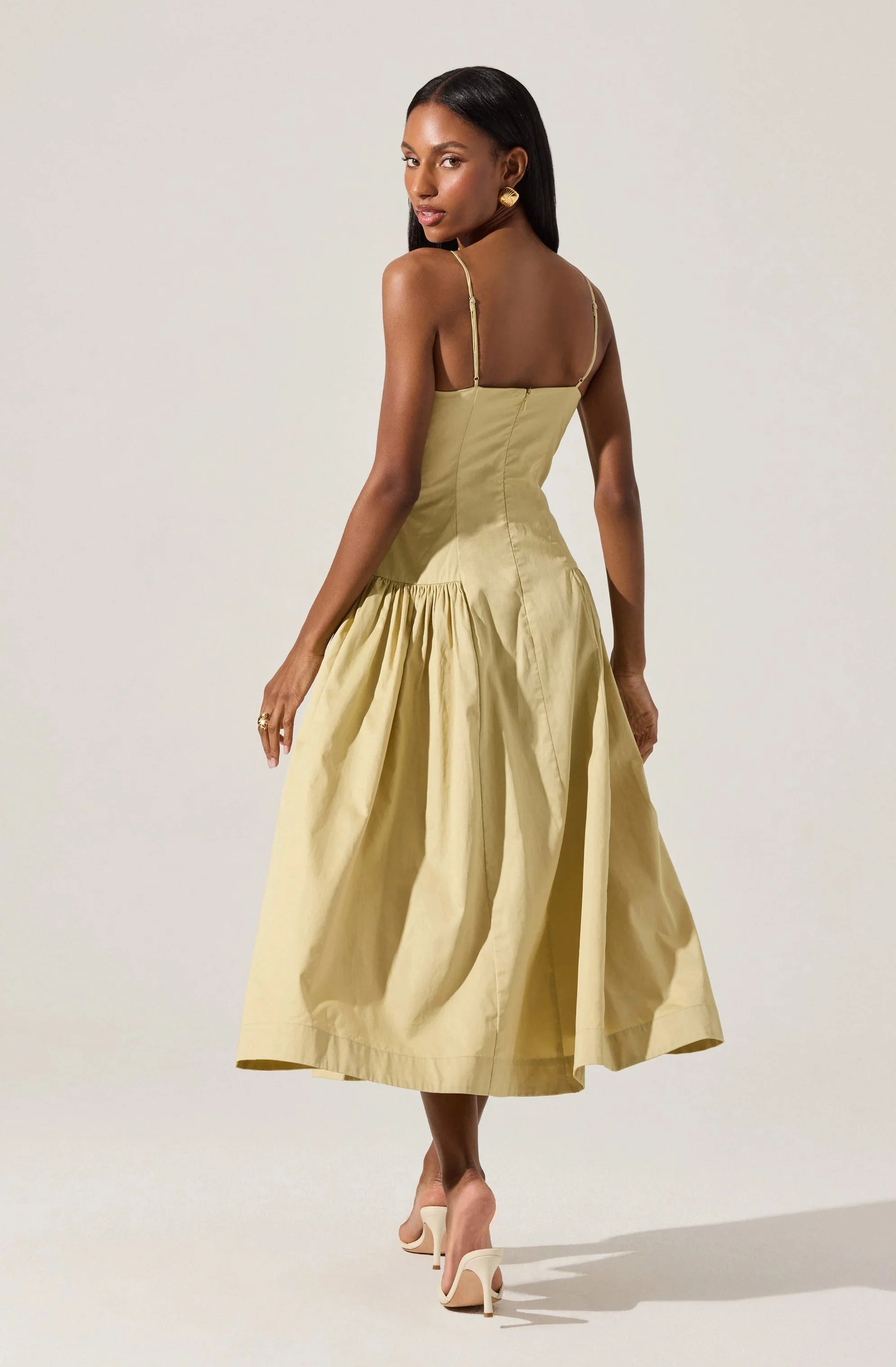 High Square Neck Midi Dress