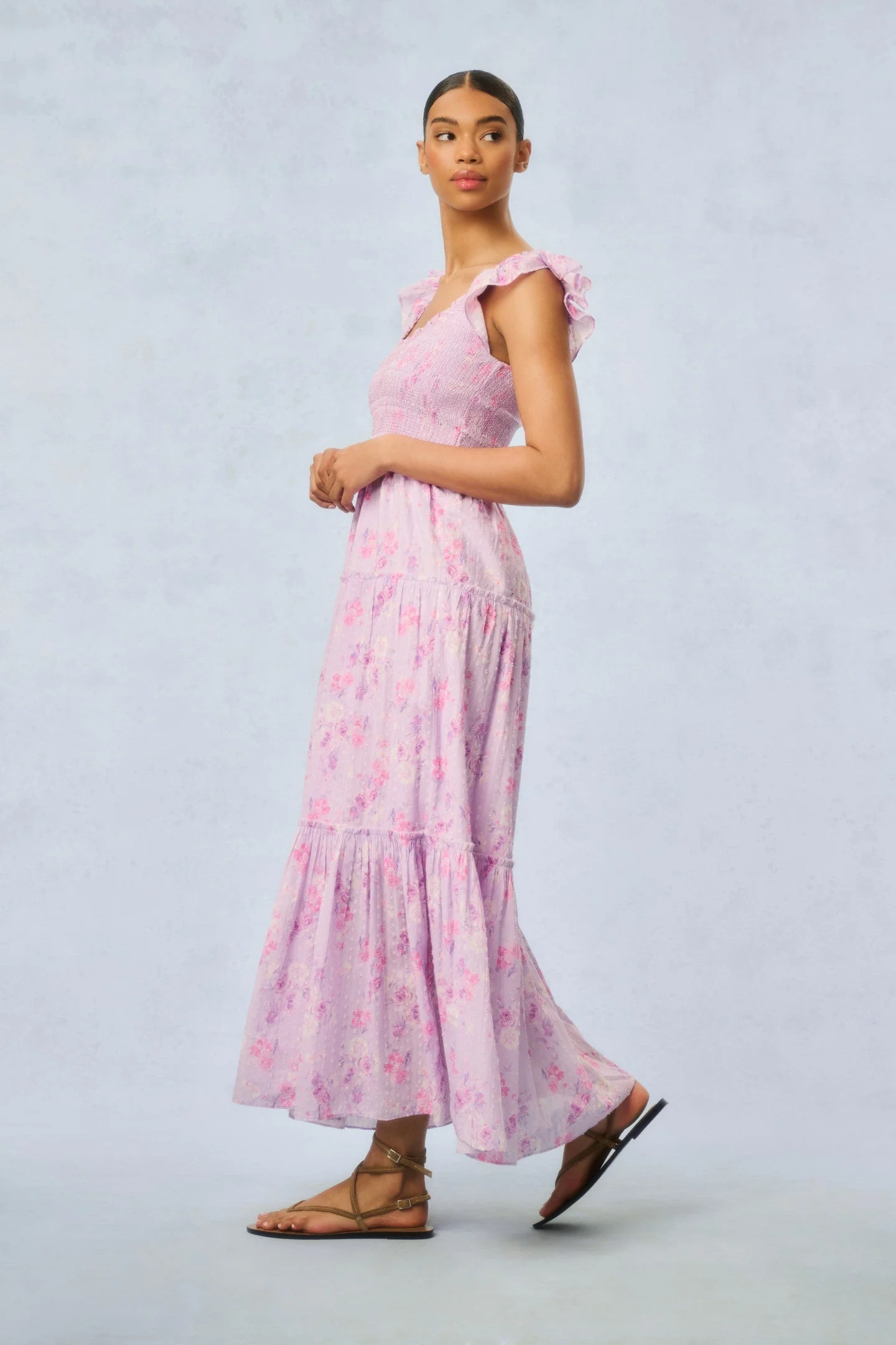 Chessie Fragrance Print Cotton Maxi Dress