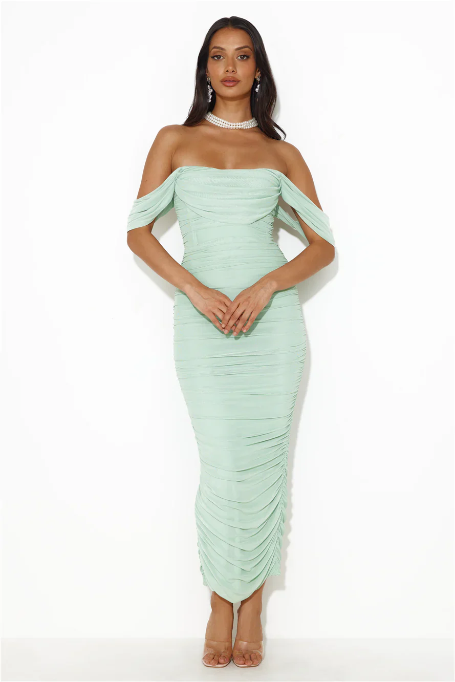 It's Pretty Mesh Maxi Dress Sage