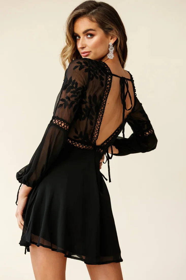 Carson Crochet Details Dress Black