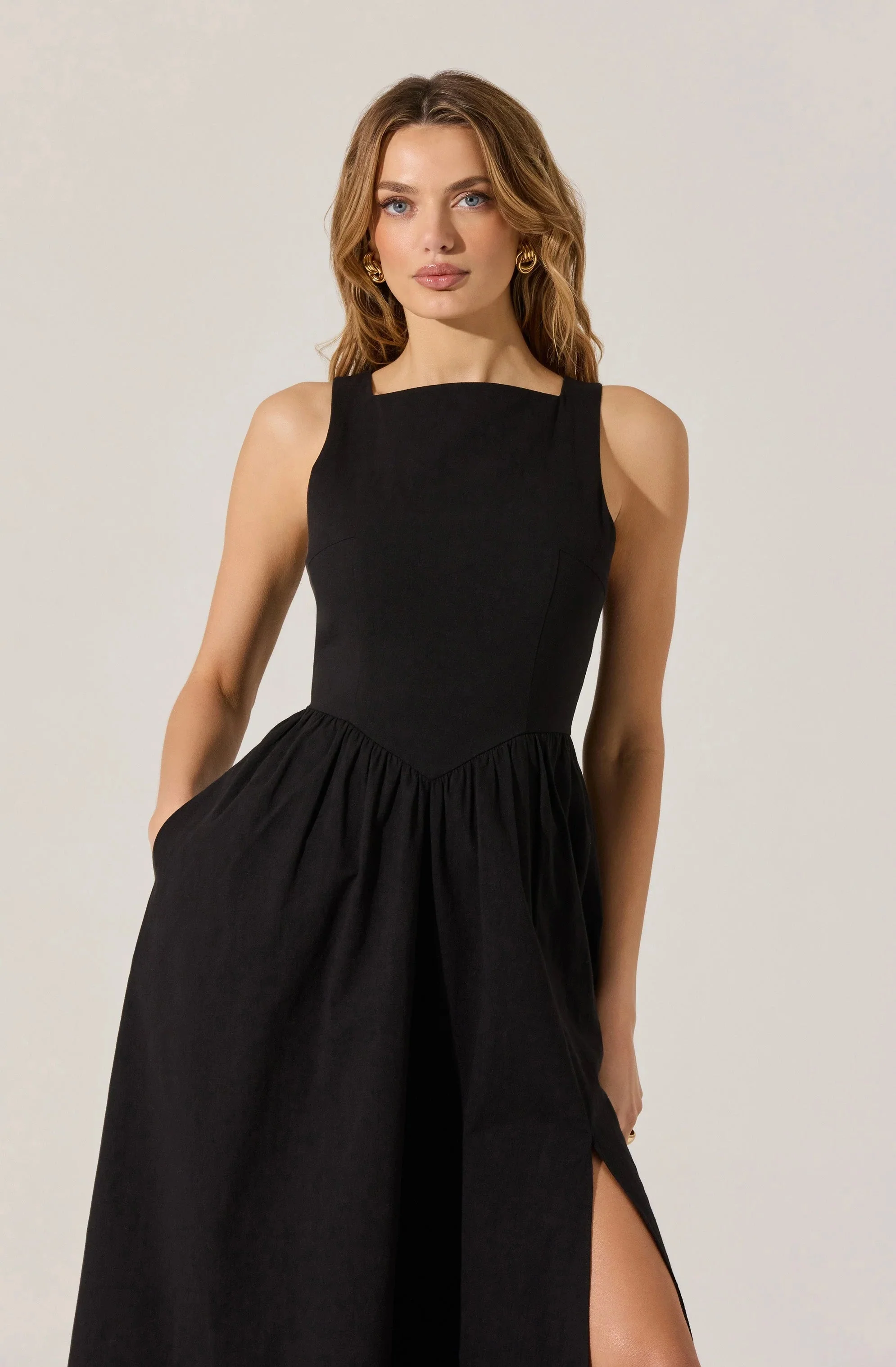 Bow Back Apron Midi Dress