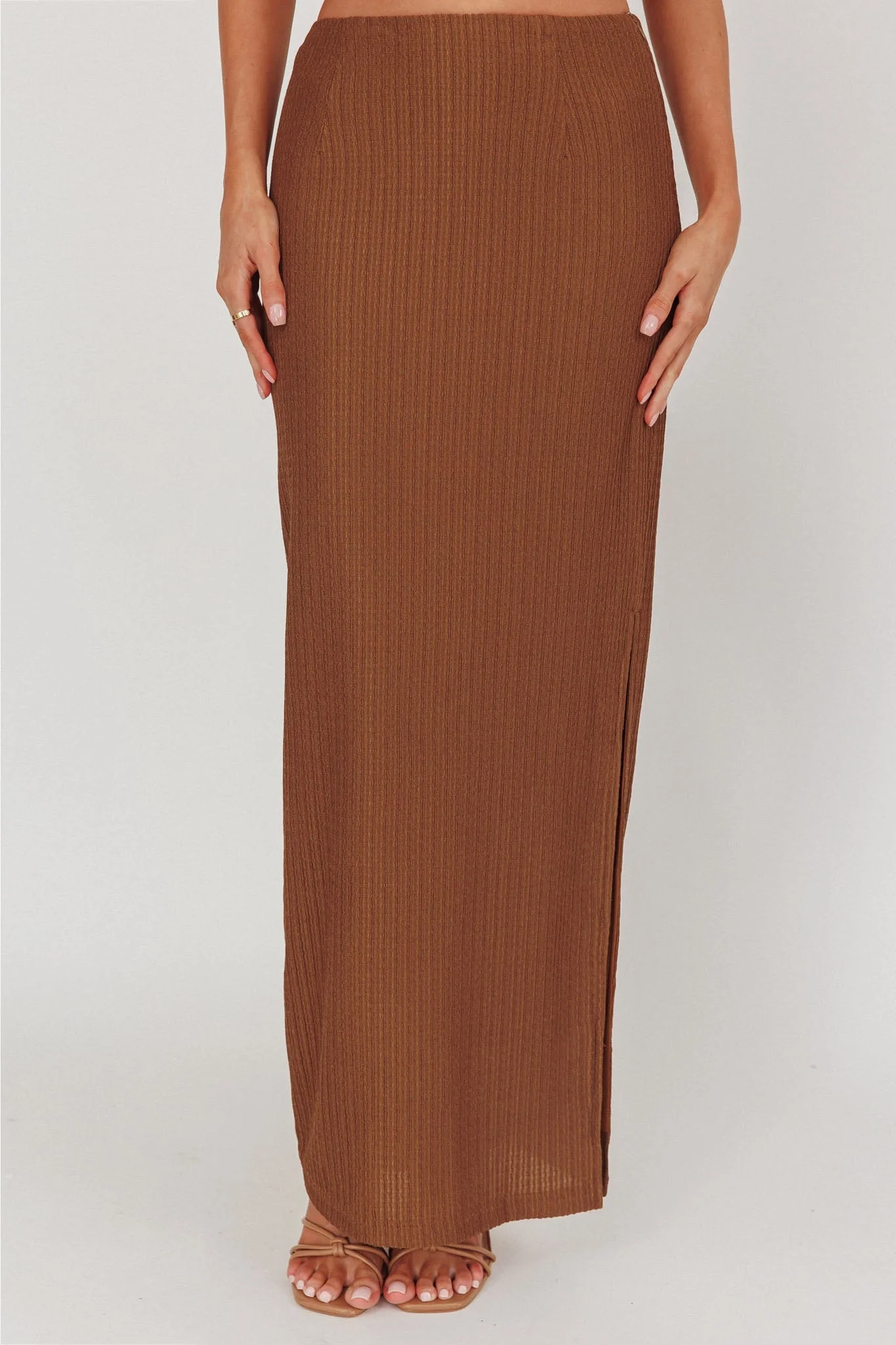 Always Ready Side Split Maxi Skirt Chocolate