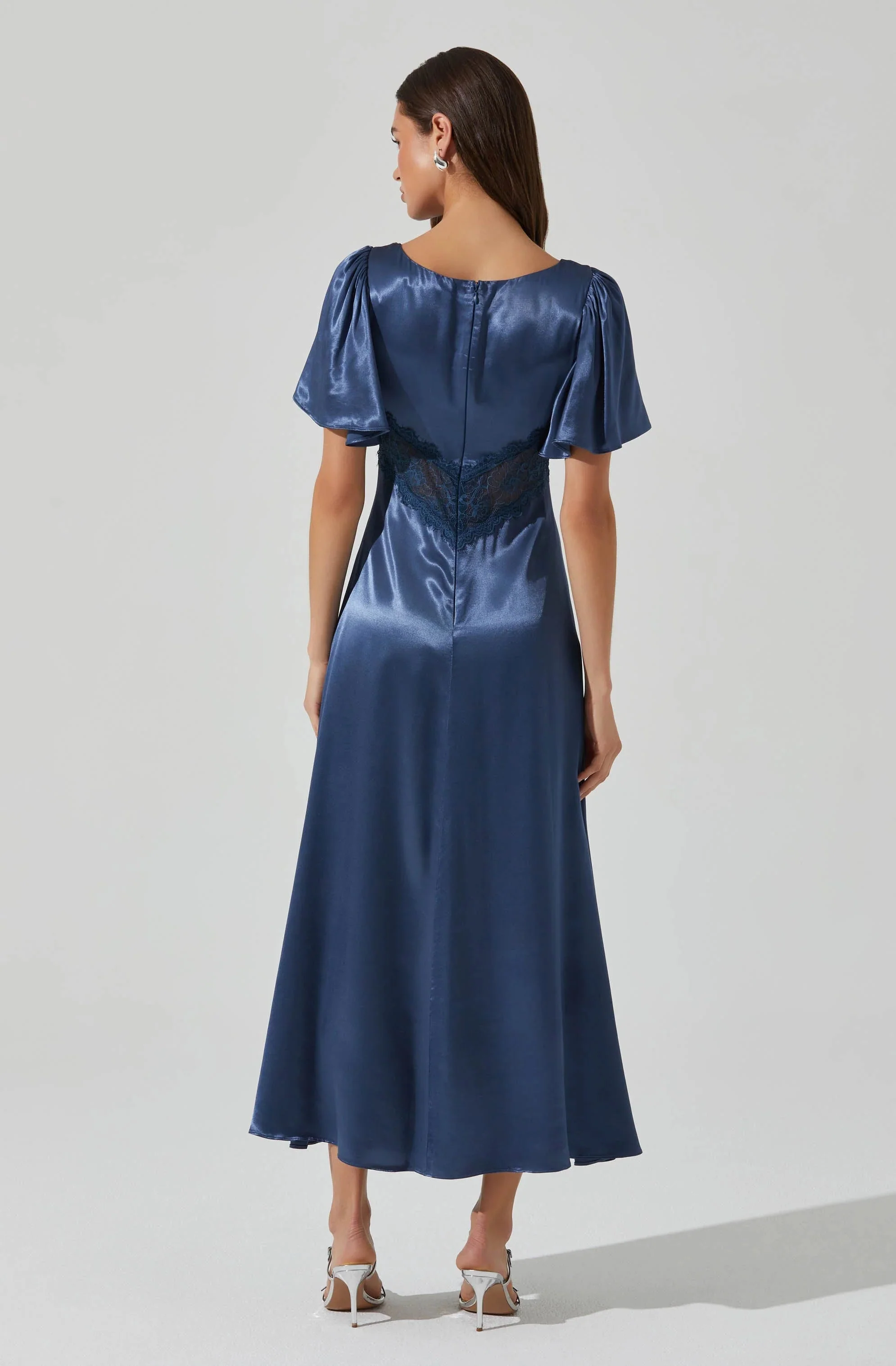 Aurelia Satin V-Neck Midi Dress