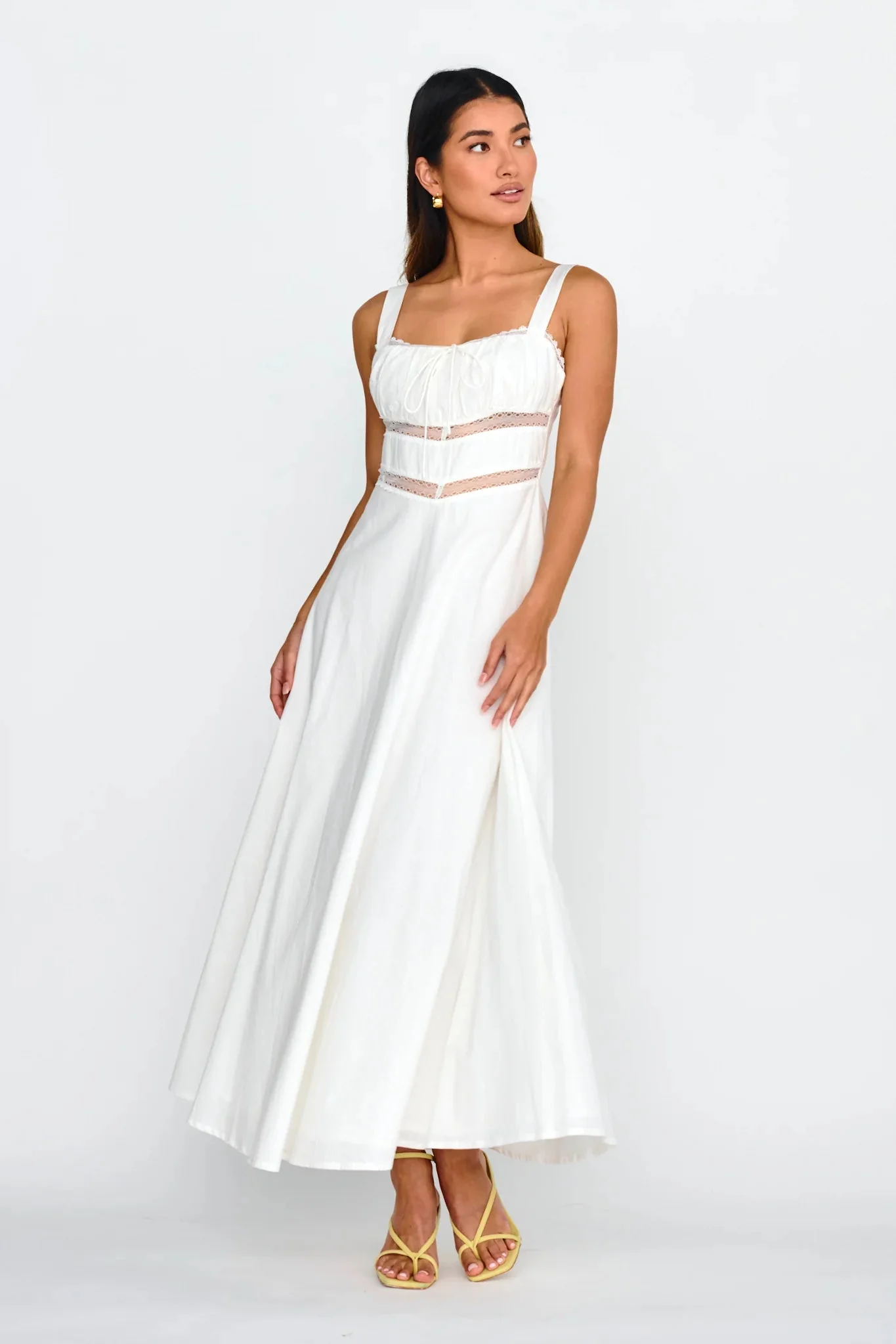 Kasiah Lace Trim Maxi Dress White