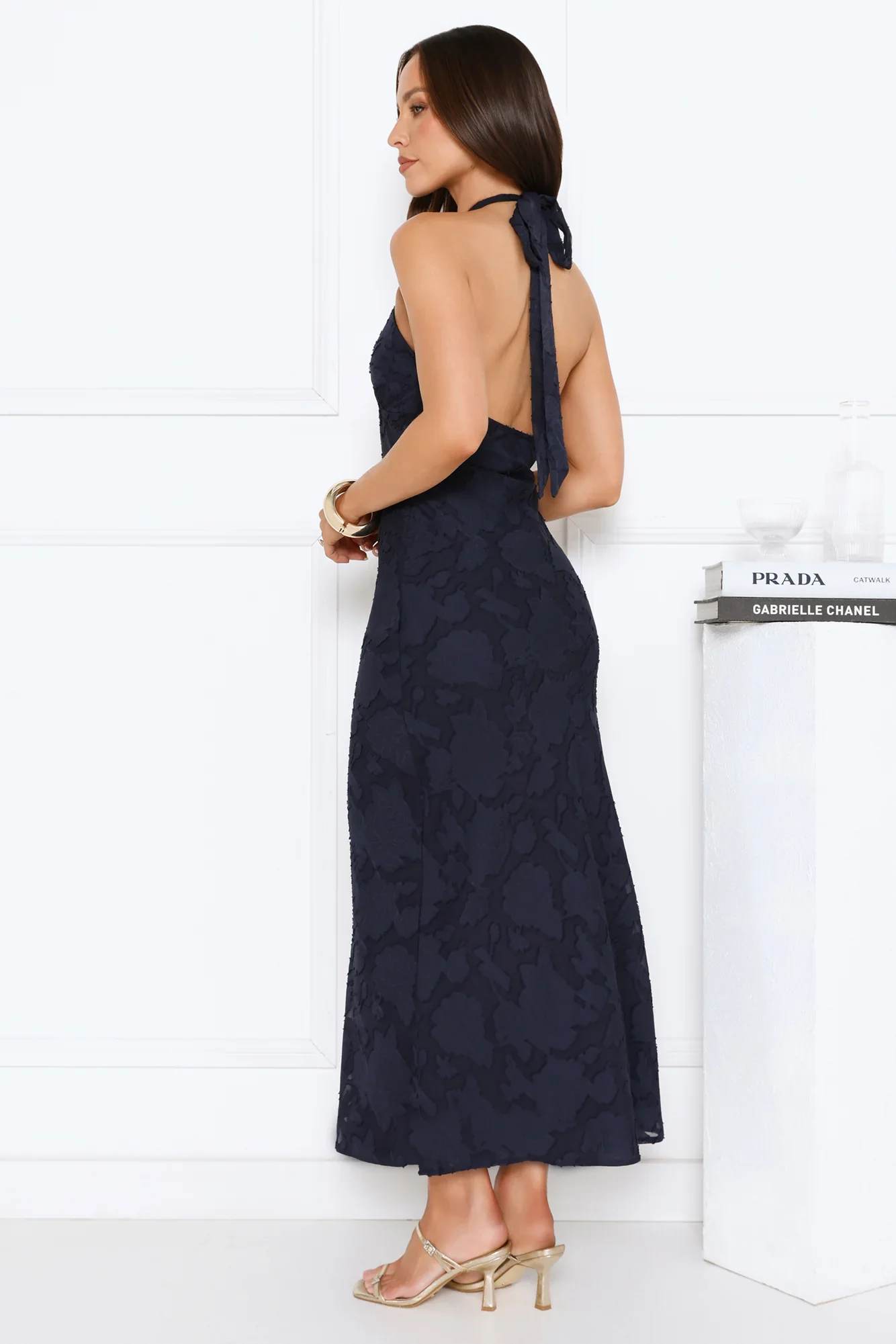 Legally Luxe Halter Maxi Dress Navy