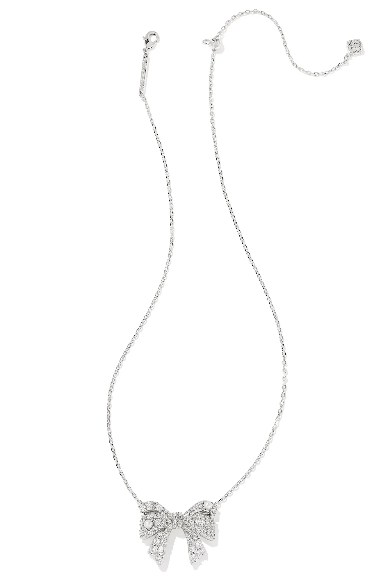 Krista Silver Bow Short Pendant Necklace White Mix