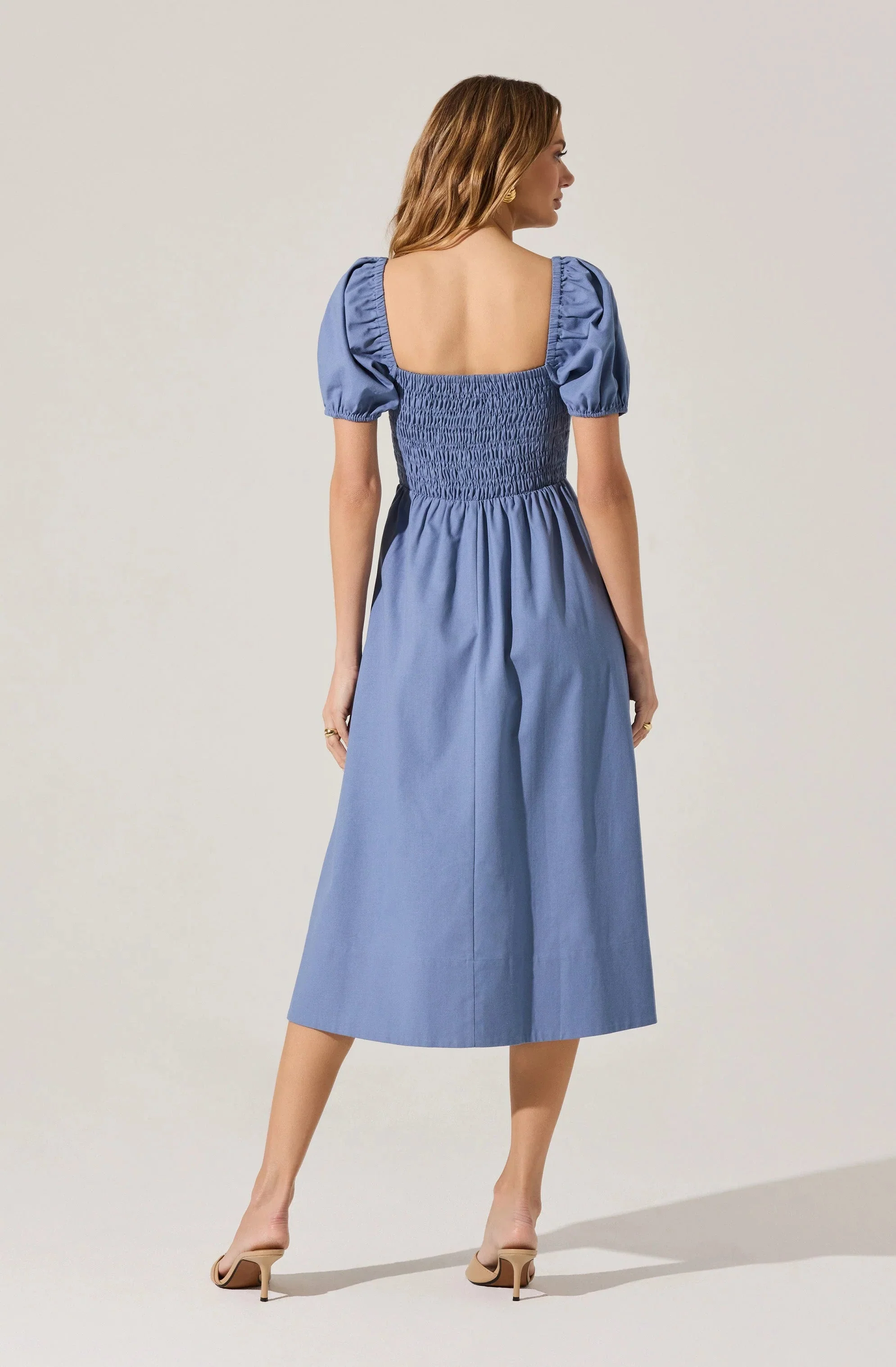 Smocked Bow Midi Dress