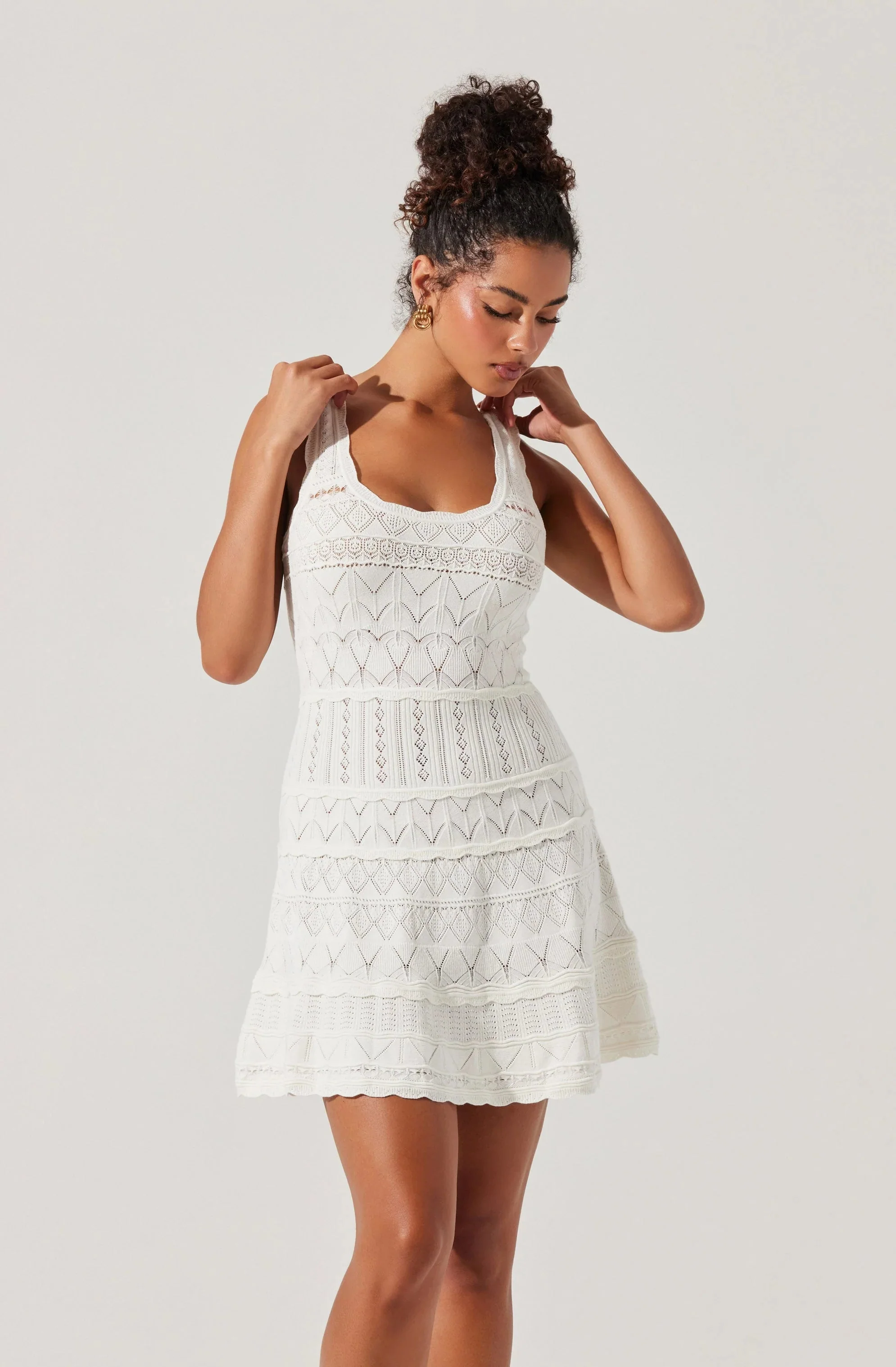 Shereena Pointelle Sweater Mini Dress