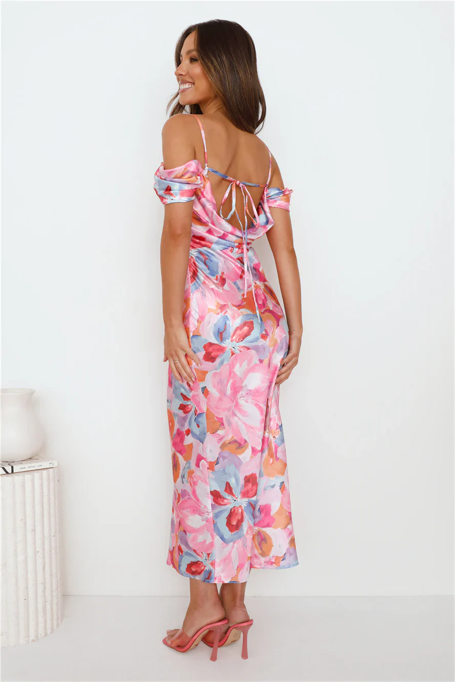 It's Always Her Satin Maxi Dress Pink