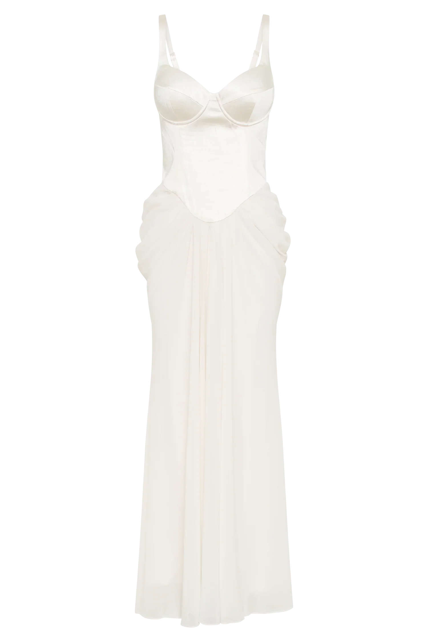 Leila Satin Corset Maxi Dress - Ivory