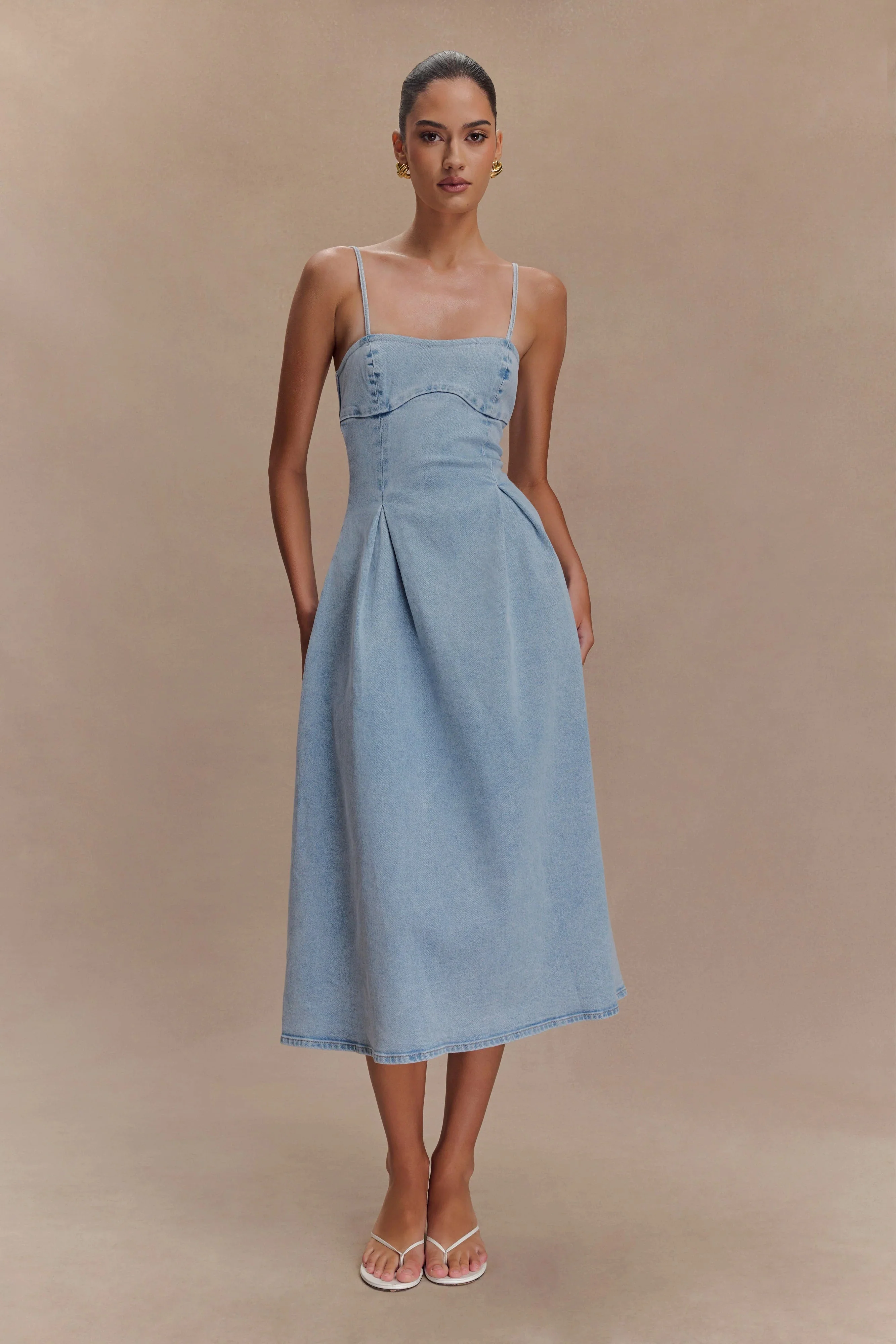Harlyn Denim Midi Dress - Light Blue