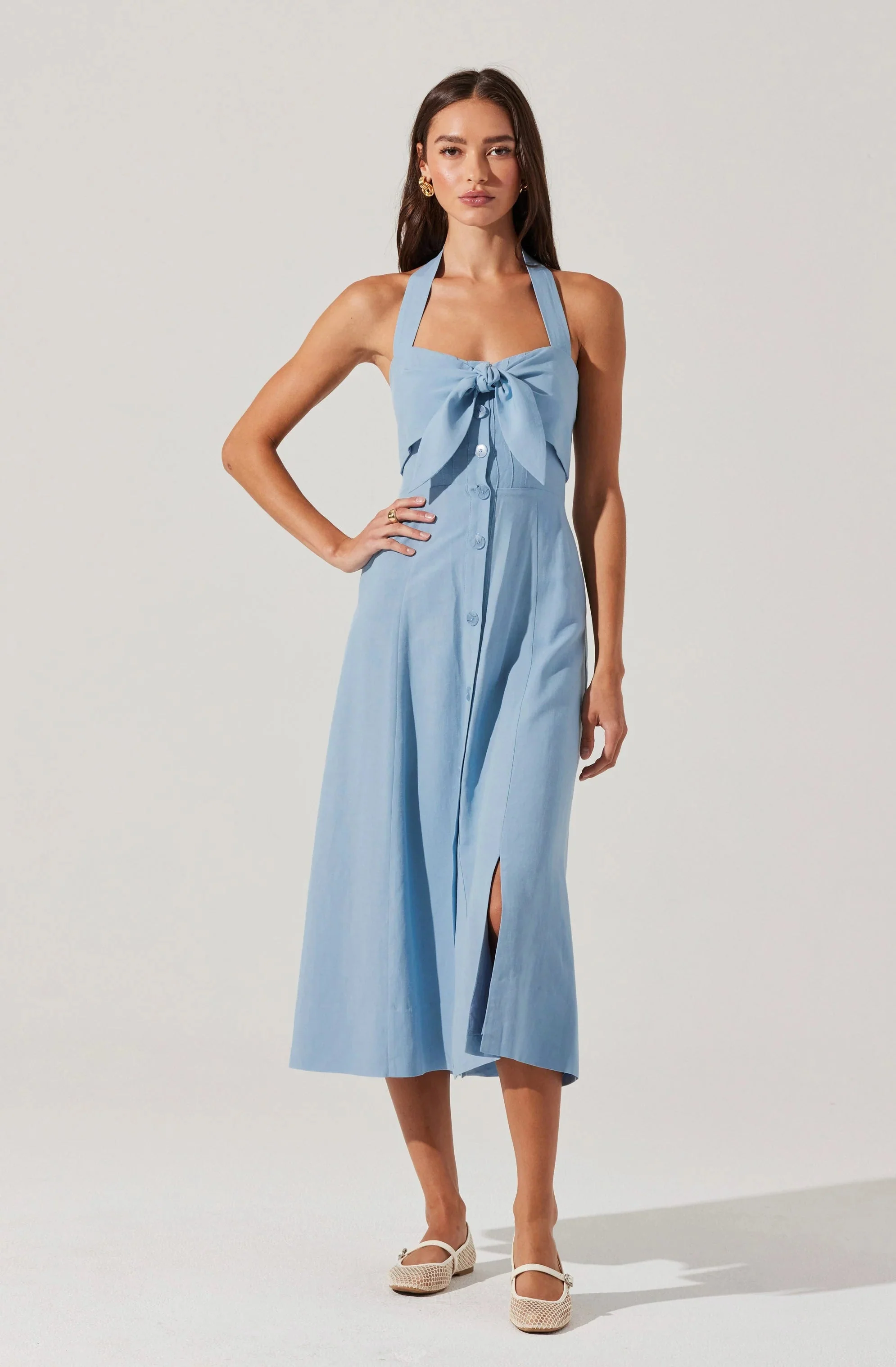 Katherine Linen-Blend Halter Dress