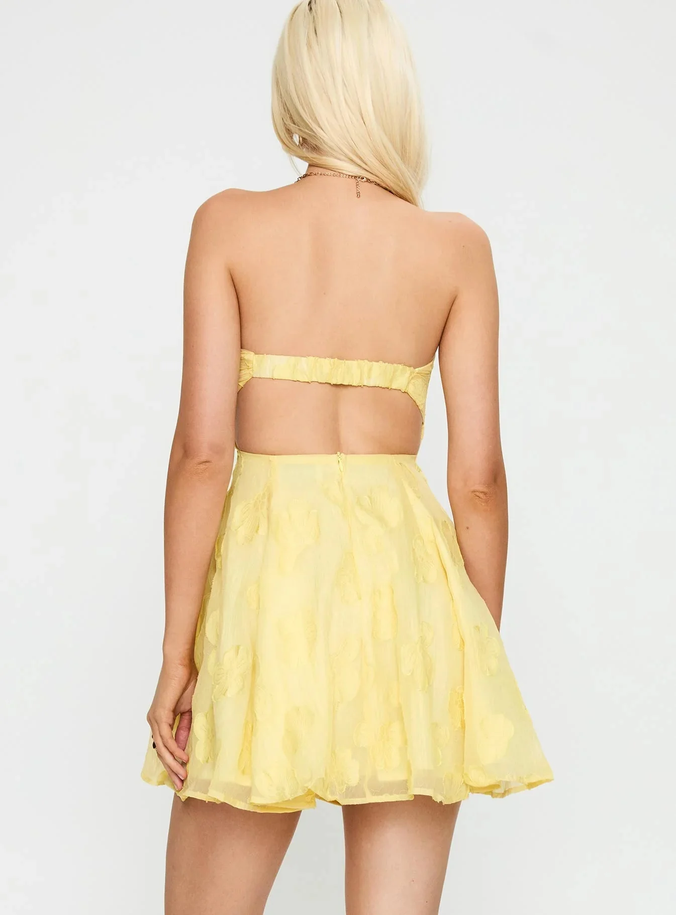 Loulani Strapless Mini Dress Lemon