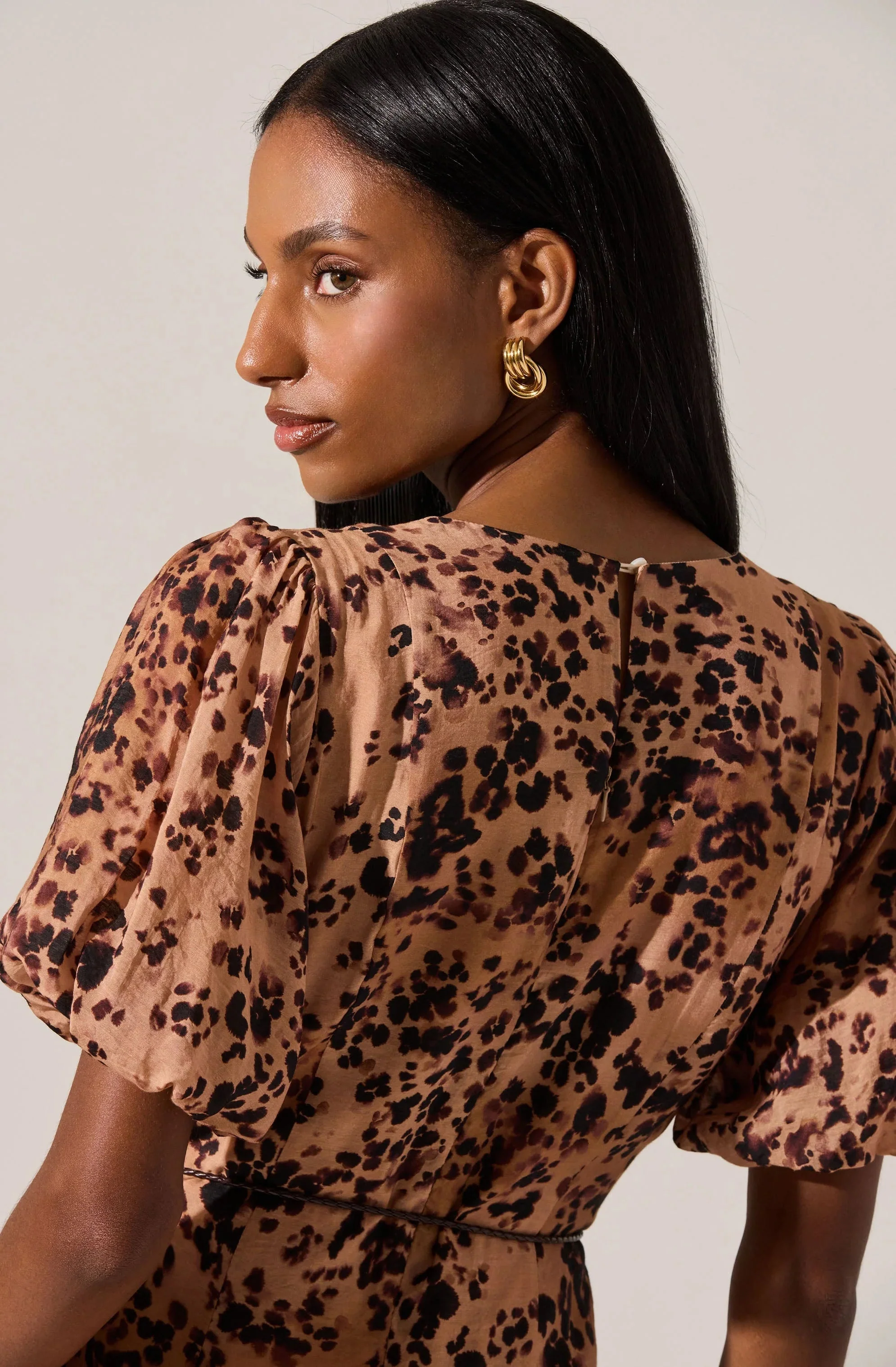 Lavena V-Neck Puff Sleeve Dress