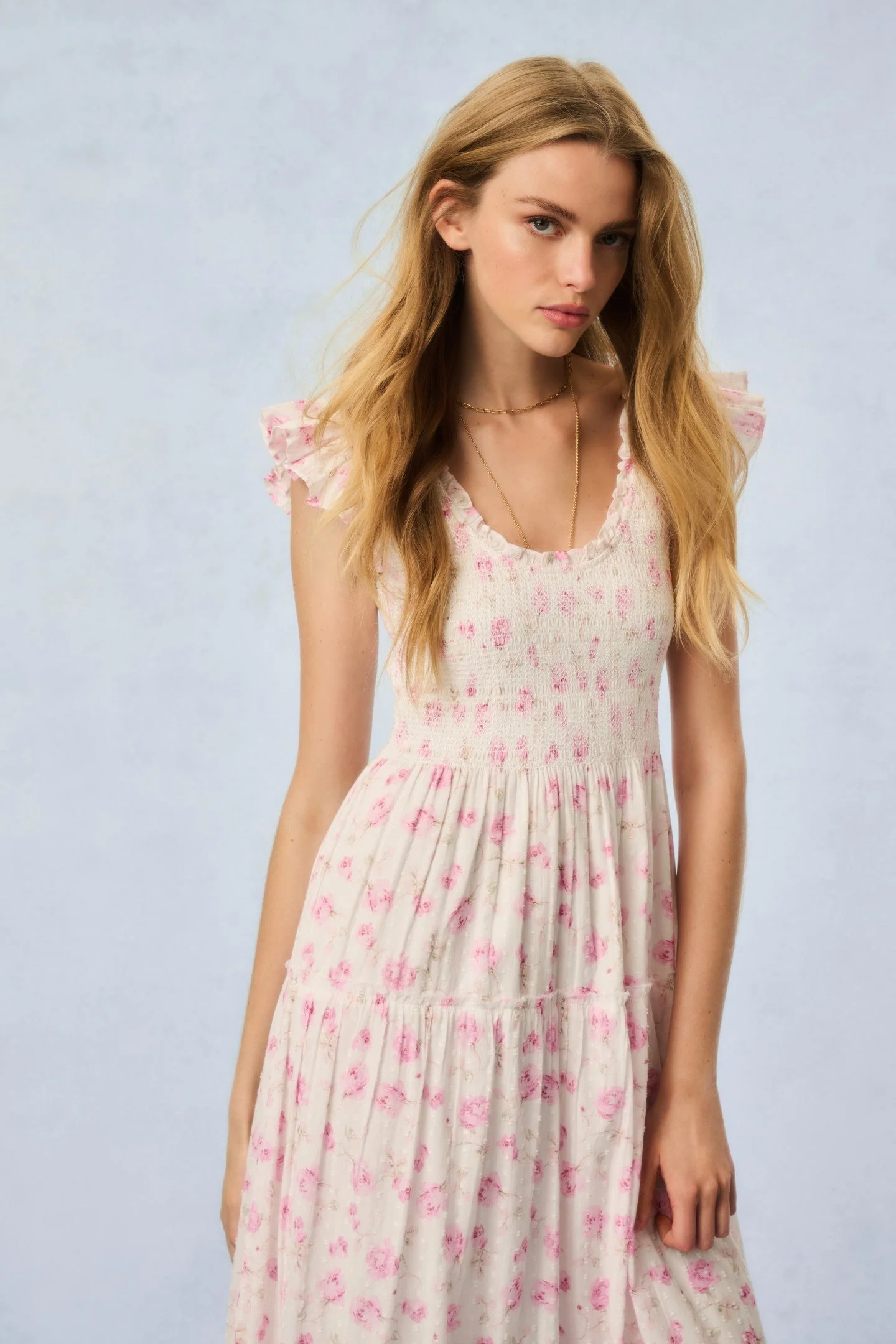 Chessie Fragrance Print Cotton Maxi Dress