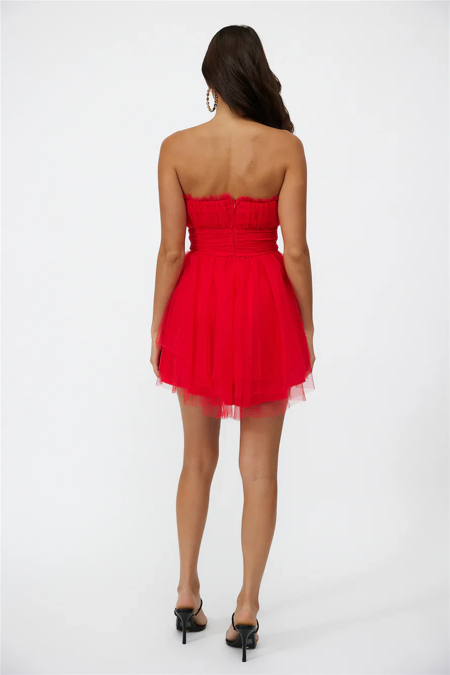 Hollywood Lights Mini Tulle Dress Red
