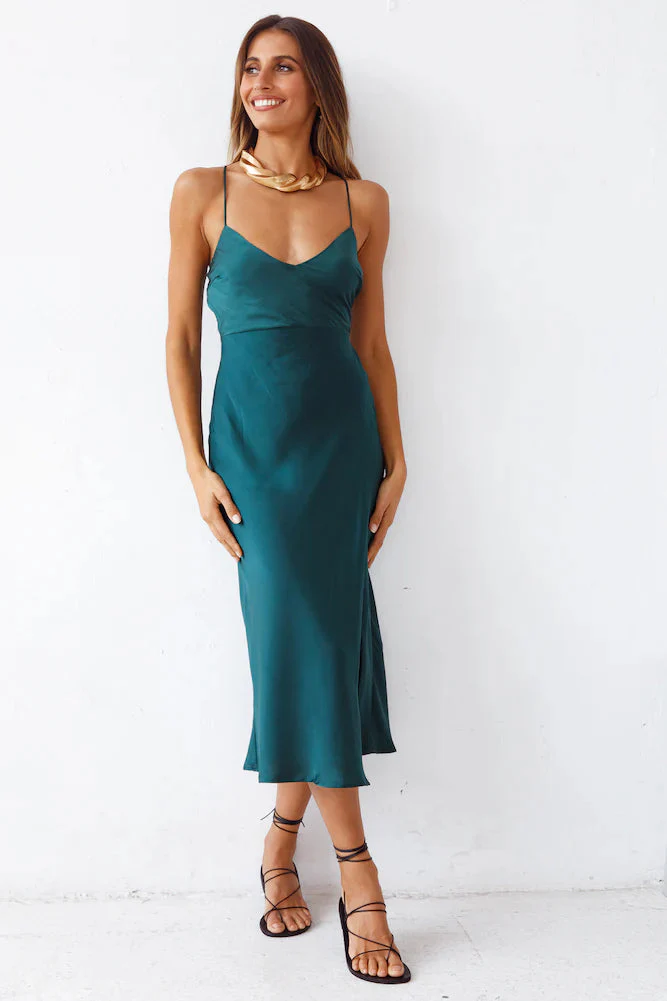 Autumn Valley Midi Dress Forest Green