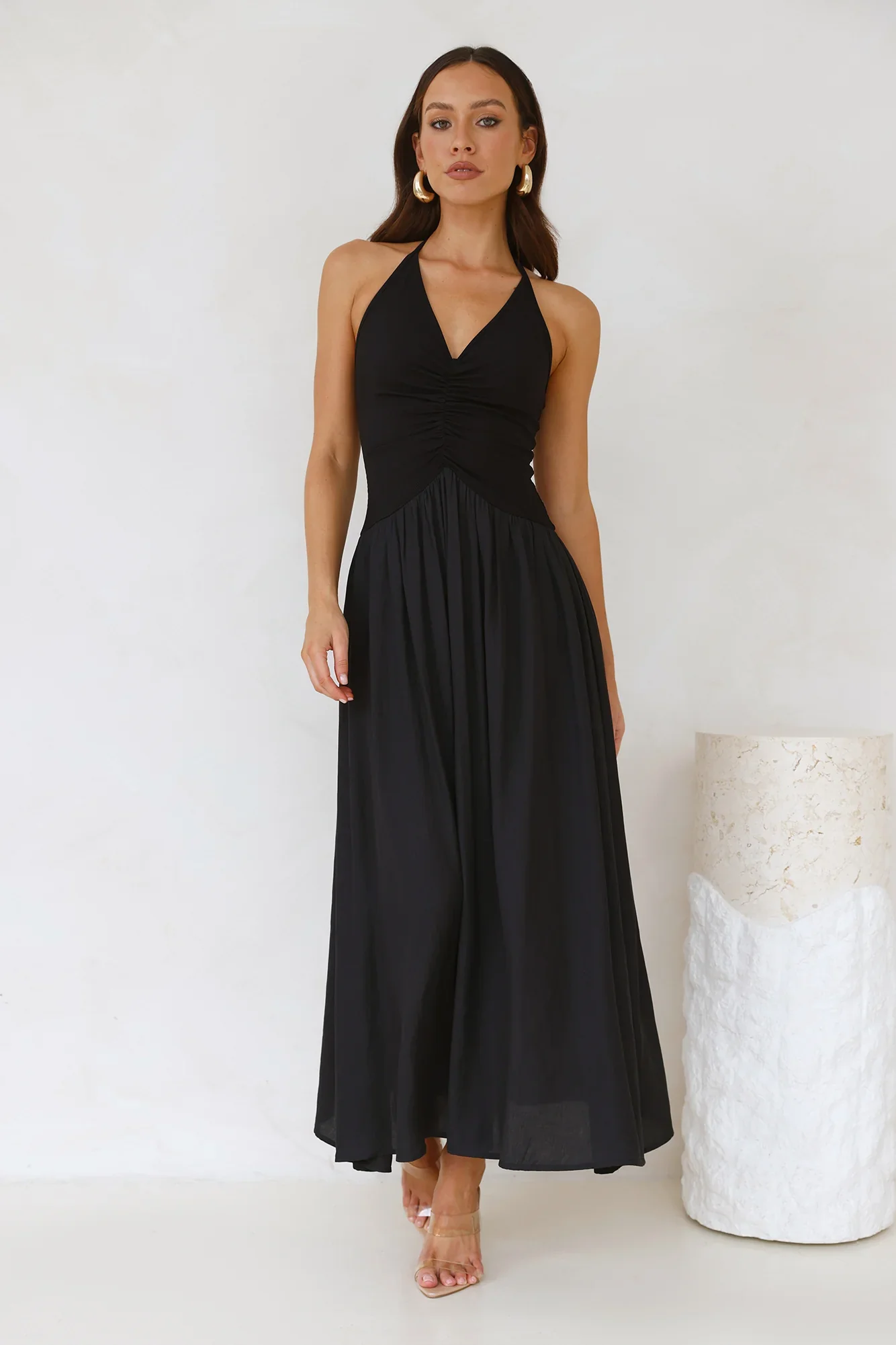 Lake Days Halter Maxi Dress Black