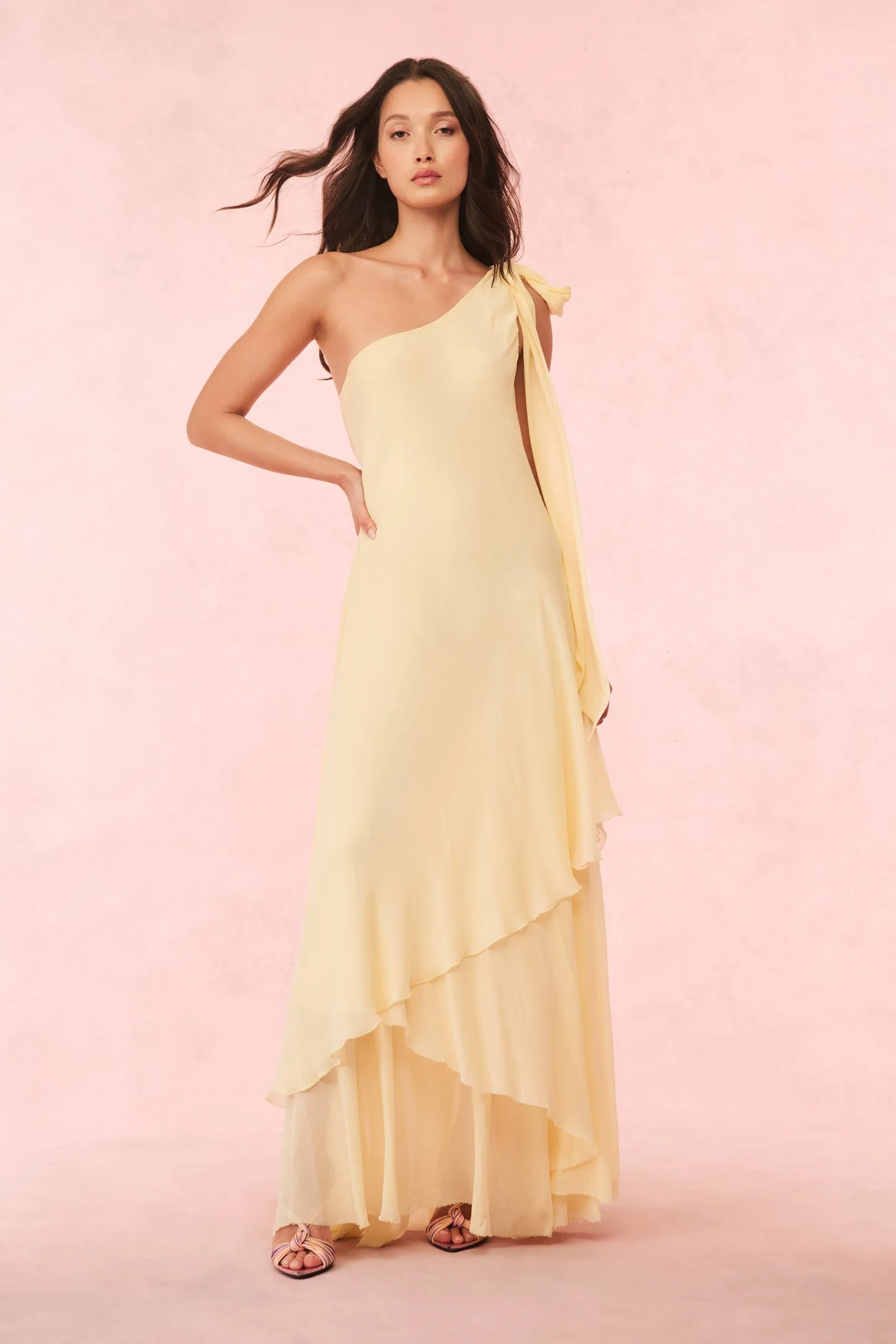 Alliara Chiffon One-Shoulder Gown