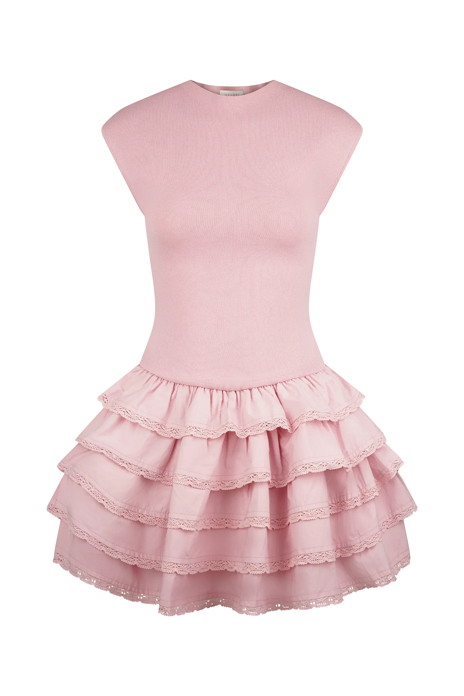 Maeve Ruffle Knit Mini Dress - Dusty Pink