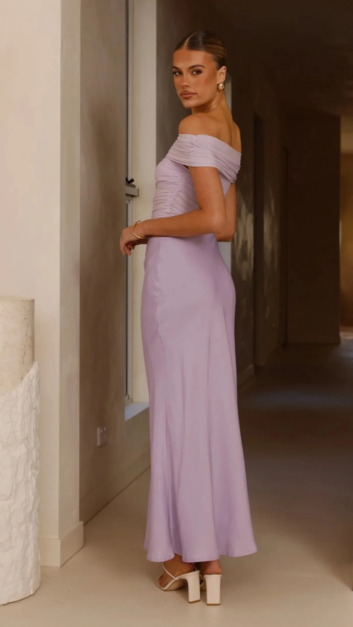 Daena Off Shoulder Maxi Dress - Lilac