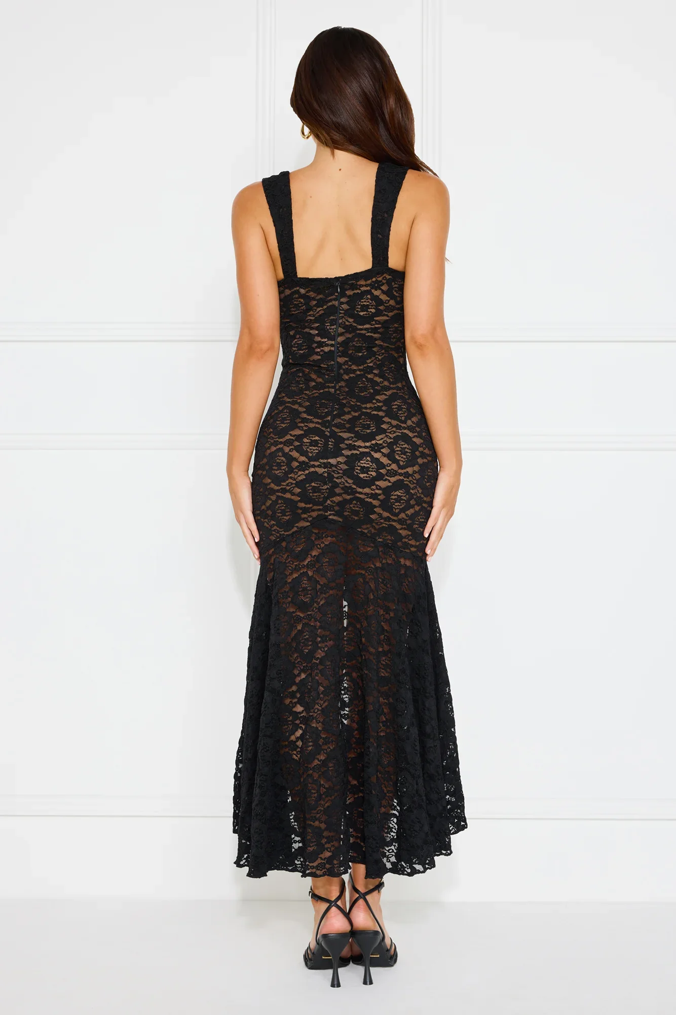 Hour Of Night Lace Midi Dress Black