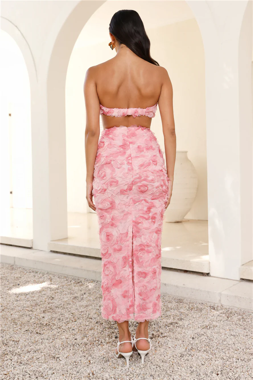 Hotel Lobby Strapless Crop Top Pink