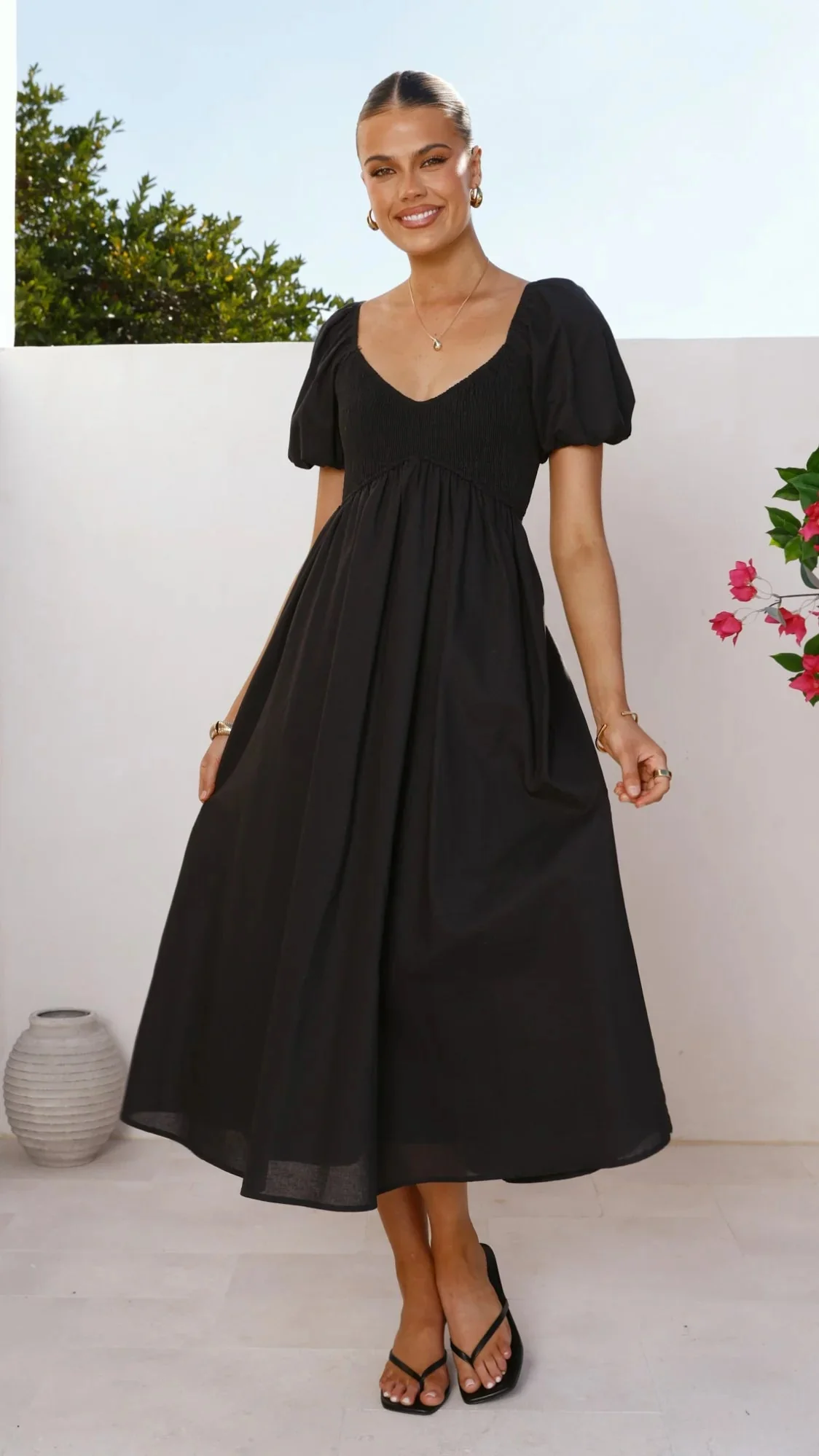 Sahirah Midi Dress - Black