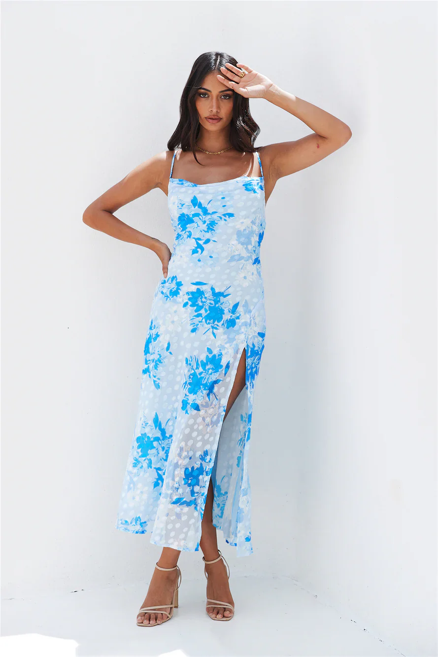 Into Spring Midi Dress Blue
