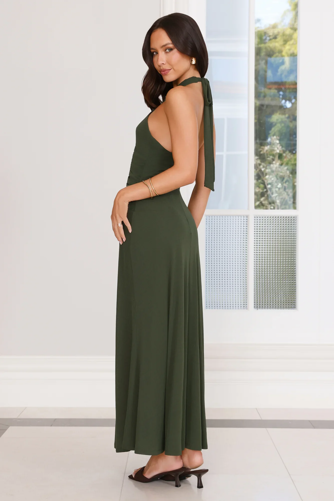 Heartstruck Halter Maxi Dress Khaki