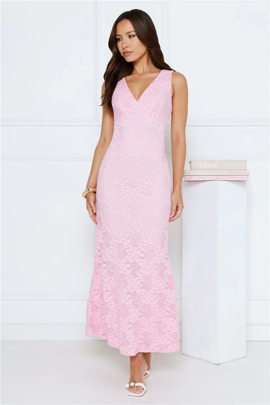 Lace Delights Maxi Dress Pink